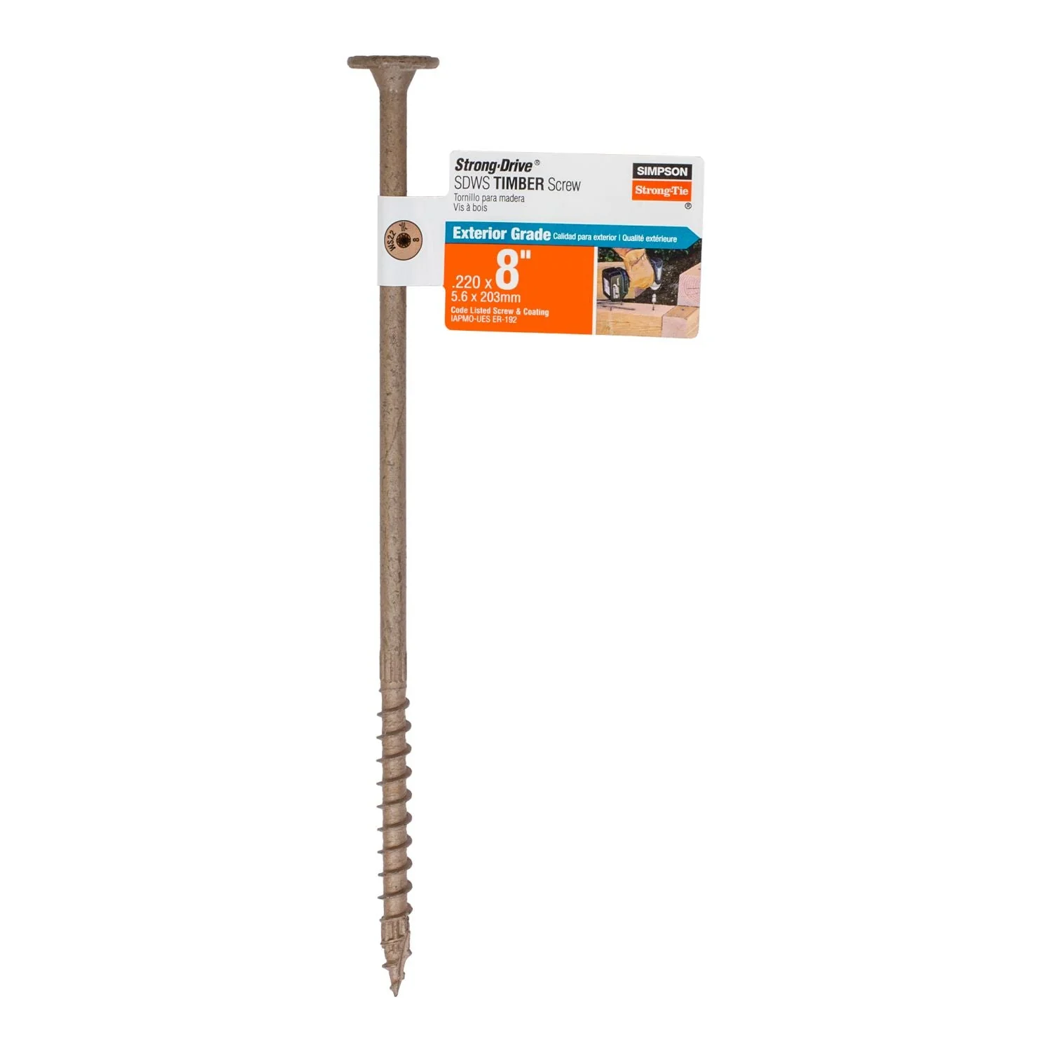 Simpson Strong-Tie SDWS22800DB-RP1 Strong-Drive SDWS TIMBER Screw (Exterior Grade),  0.220-in. x 8-in. T40, Tan - Image 2