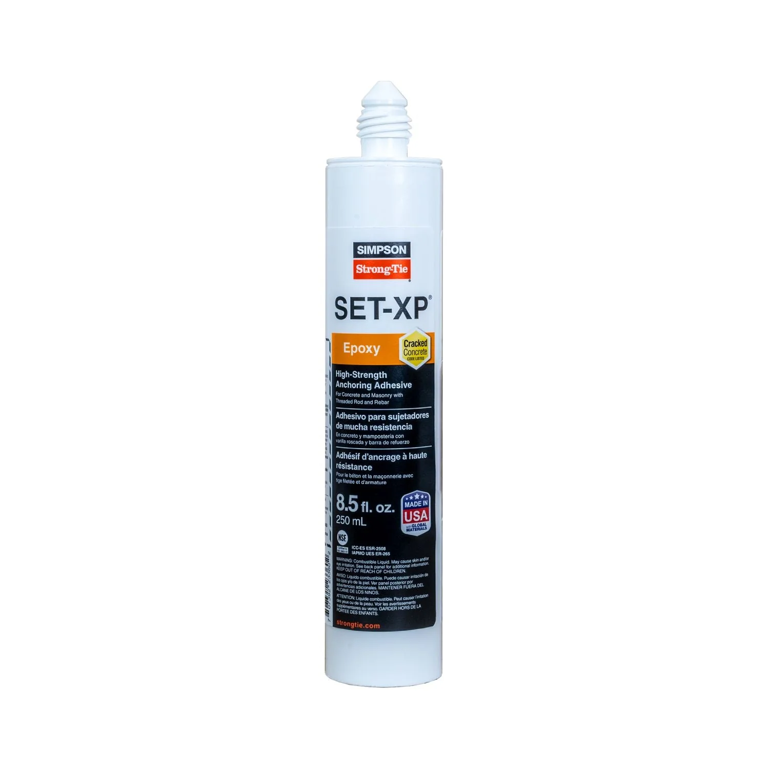 Simpson Strong-Tie SET-XP10 SET-XP 8.5-oz. High-Strength Epoxy Adhesive Cartridge w/ 1 Nozzle and Extension - Image 2