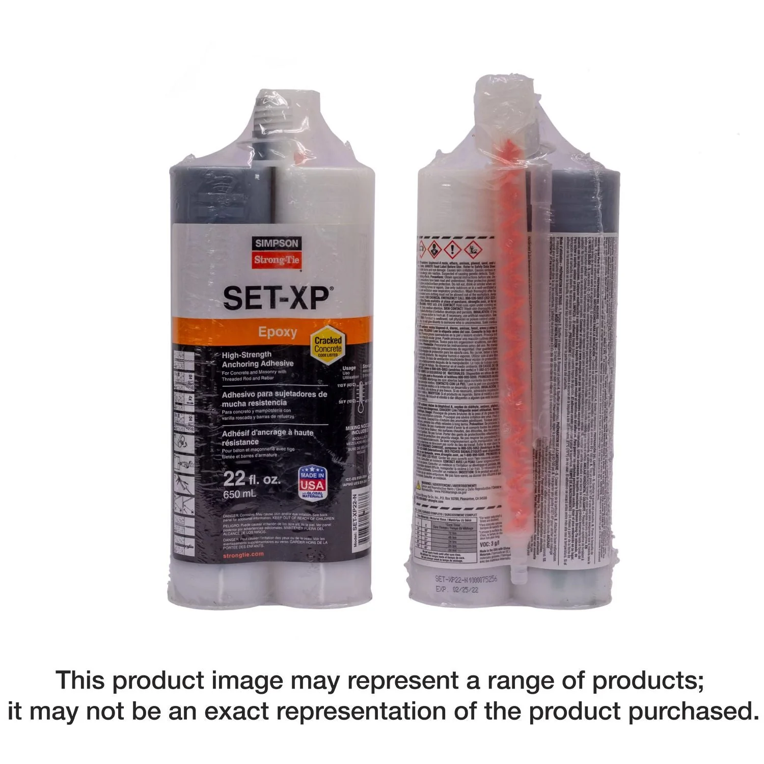 Simpson Strong-Tie SET-XP22-N SET-XP 22-oz. High-Strength Epoxy Adhesive Cartridge w/ 1 Nozzle and Extension - Image 3