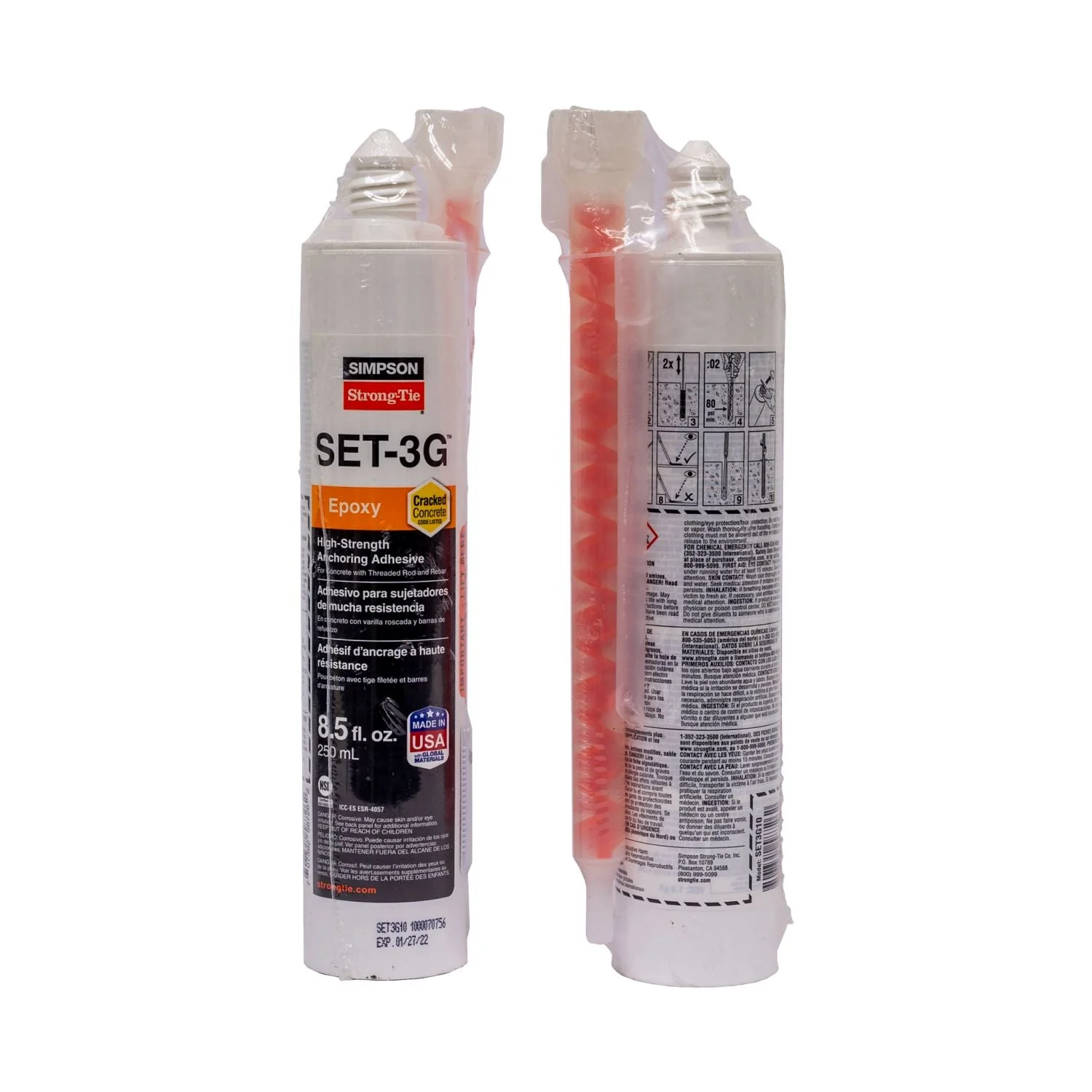 Simpson Strong-Tie 8.5-oz. High-Strength Epoxy Adhesive w/ 1 Nozzle and Extension (SET3G10) - Image 3