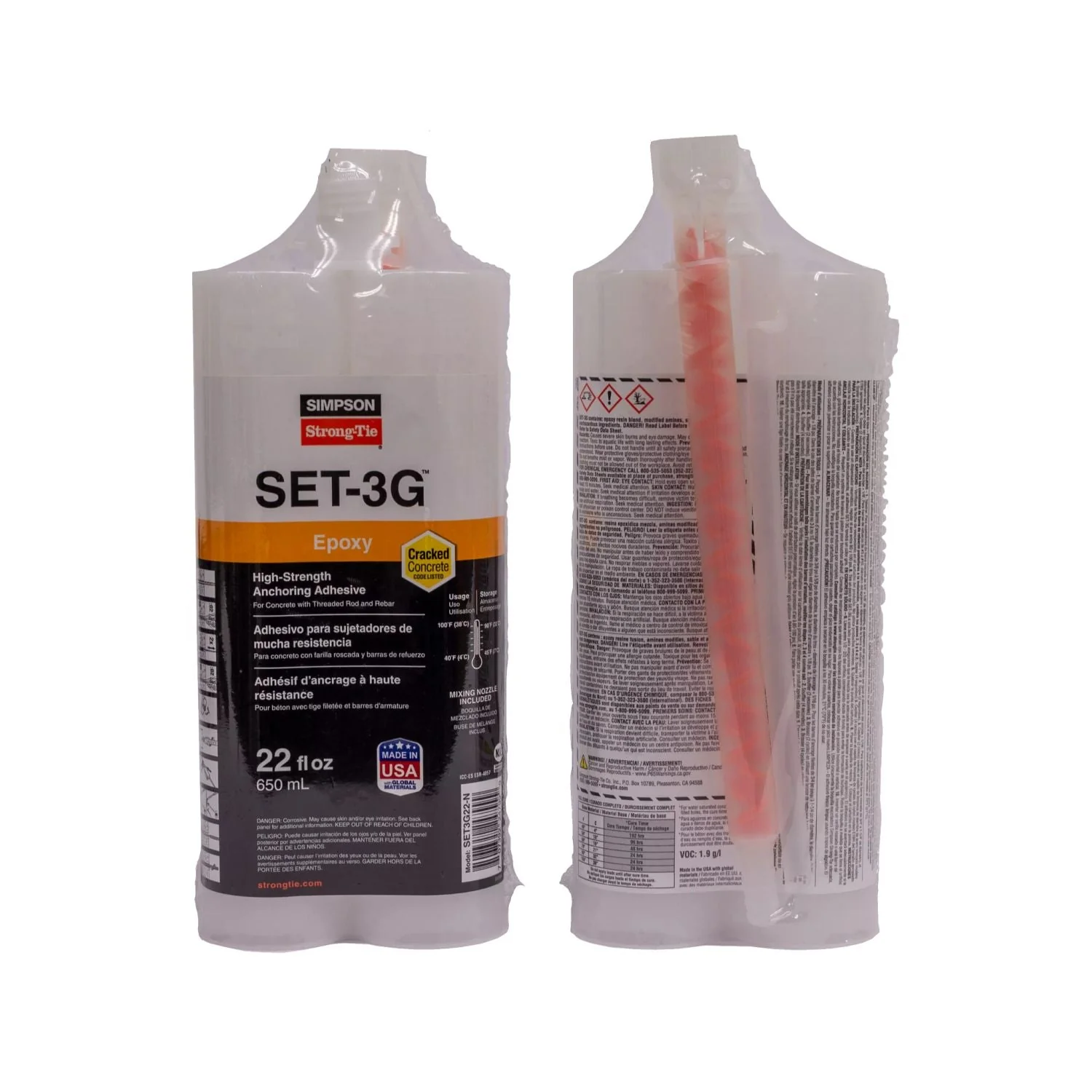 Simpson Strong-Tie 22-oz. High-Strength Epoxy Adhesive w/ Nozzle and Extension (SET3G22-N) - Image 3