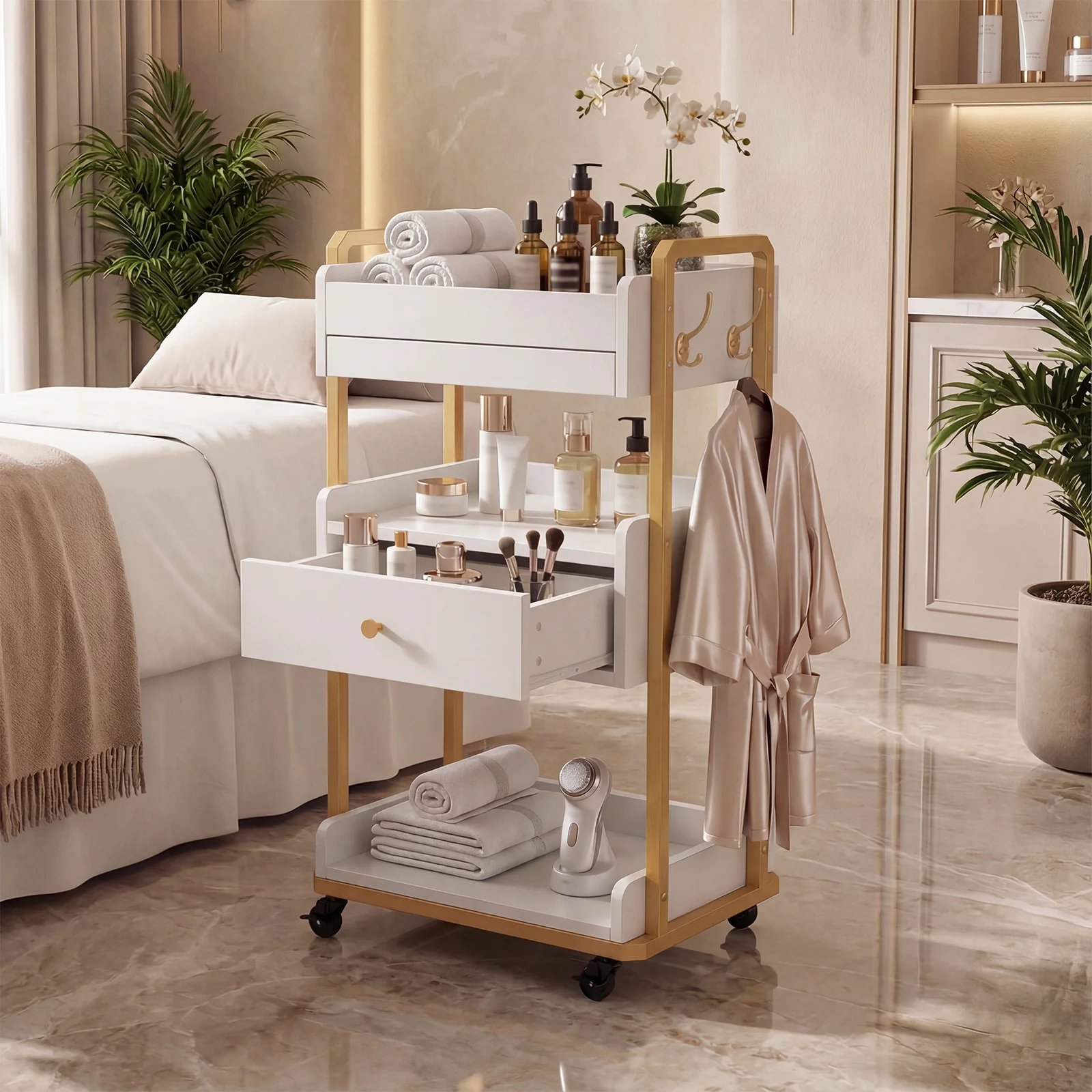 Advwin Salon Spa Cart with Wheels & Drawer - Image 2