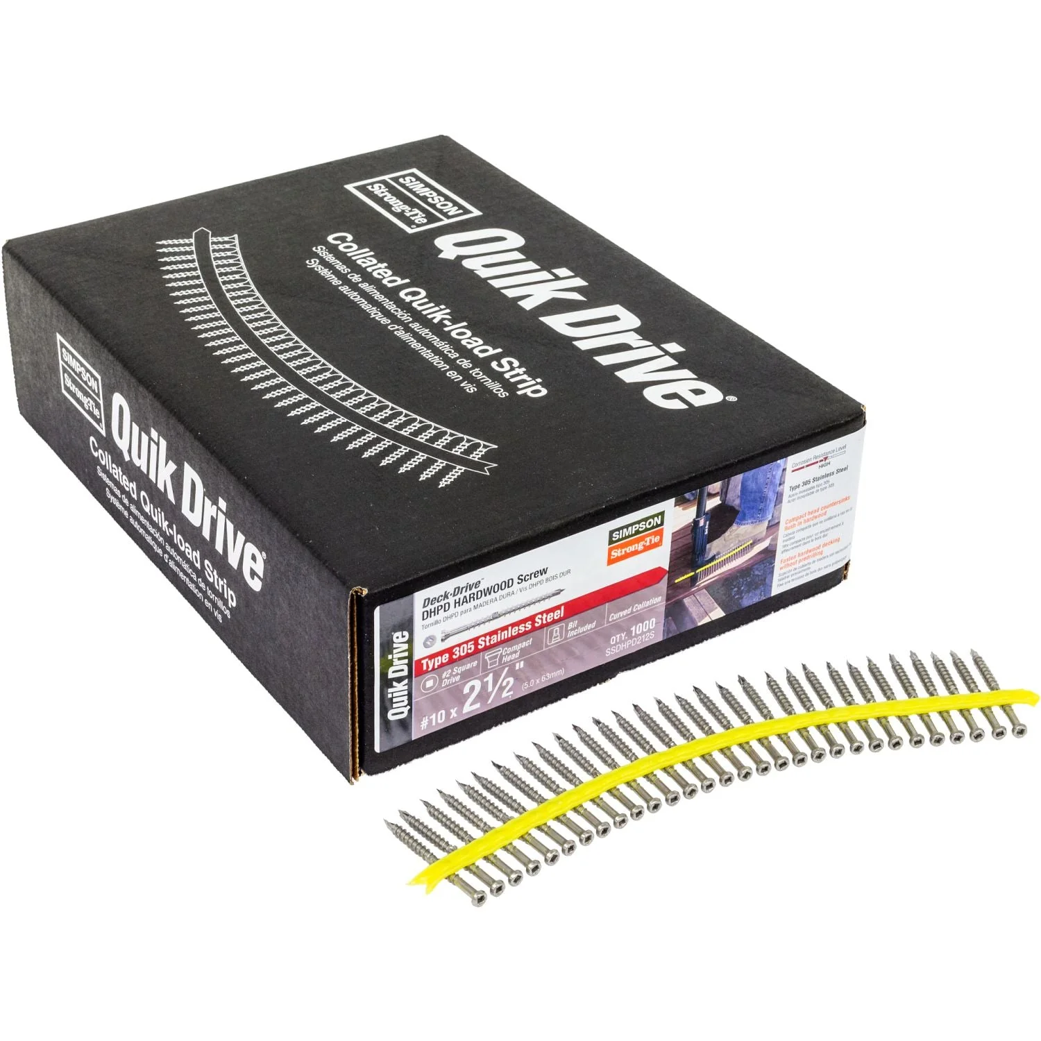 Simpson Strong-Tie SSDHPD212S Deck-Drive DHPD HARDWOOD Screw (Collated),  #10 x 2-1/2-in. Type 305, 1000-Pack - Image 2