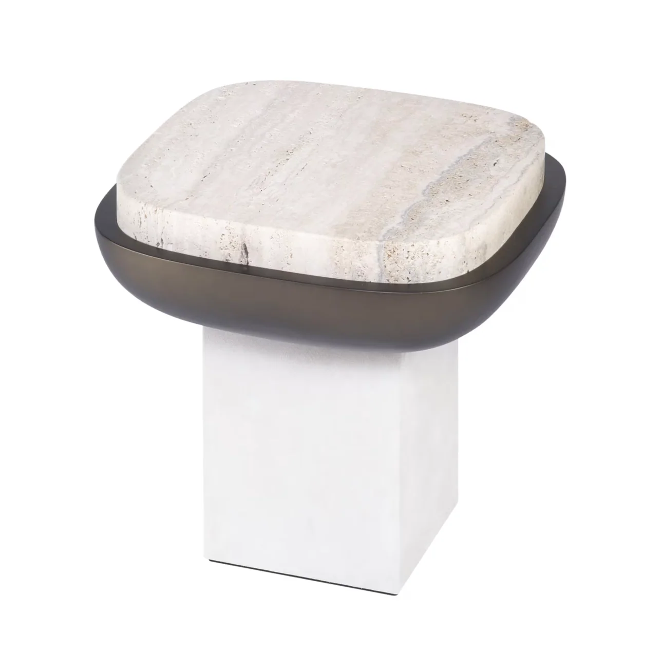 GIOBAGNARA | OLYMPIA TRAVERTINE SQUARE SIDE TABLE BY GIOBAGNARA | $4,315.00 - Image 1