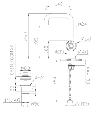 EFFEPI RUBINETTERIE | OT58 Deck mounted Faucet - $1,127.00 - $1,447.00 - Image 2