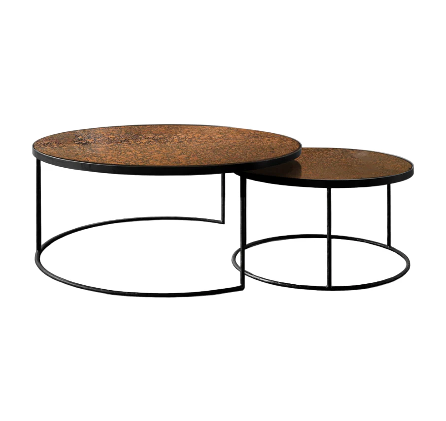 ETHNICRAFT NESTING COFFEE TABLE SET - BRONZE COPPER | $1,759.00 - Image 1
