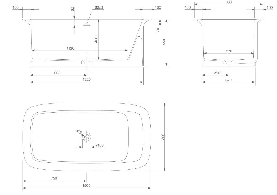 GLAM 150/170 BATH TUB | PIETRA CASA BRAND | $18,379.27 - 19,778.12 - Image 3