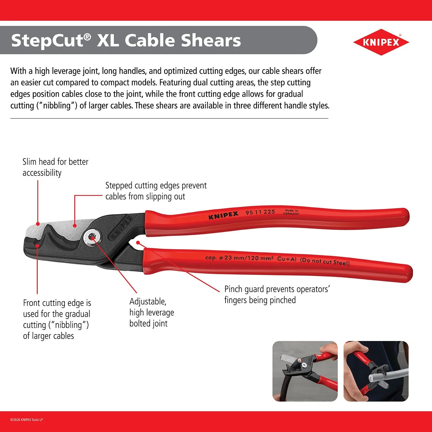 Knipex 95 12 225 9″ StepCut XL Cable Shears