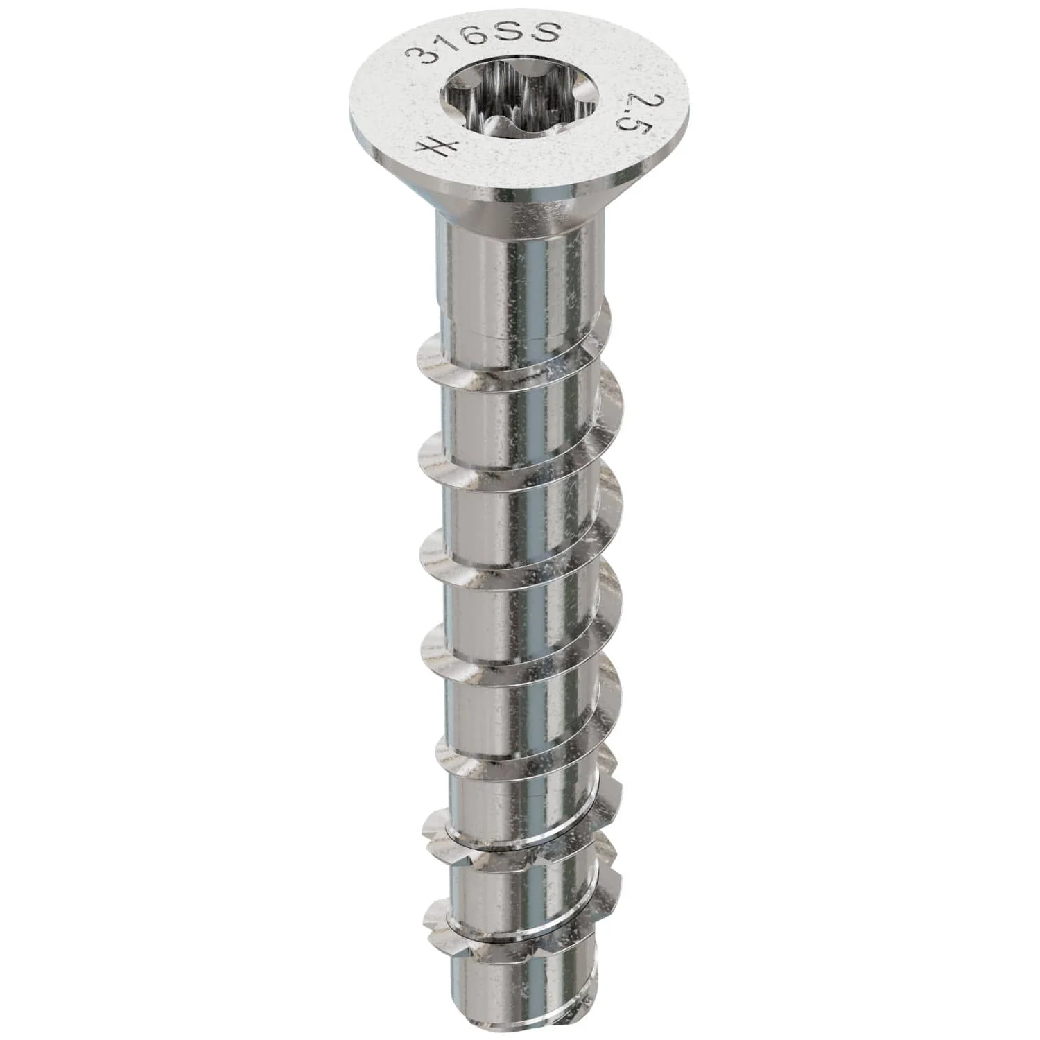 Simpson Strong-Tie THD37212CS6SS Titen HD 3/8-in. x 2-1/2-in. Type 316 SS Countersunk Head Heavy-Duty Screw Anchor, 25-Pack - Image 2