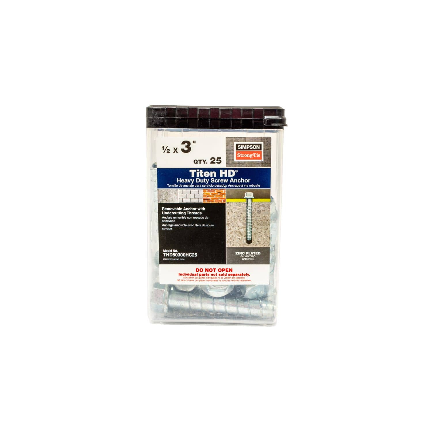 Simpson Strong-Tie THD50300HC25 Titen HD 1/2-in. x 3-in. Heavy-Duty Screw Anchor, 25-Pack - Image 2