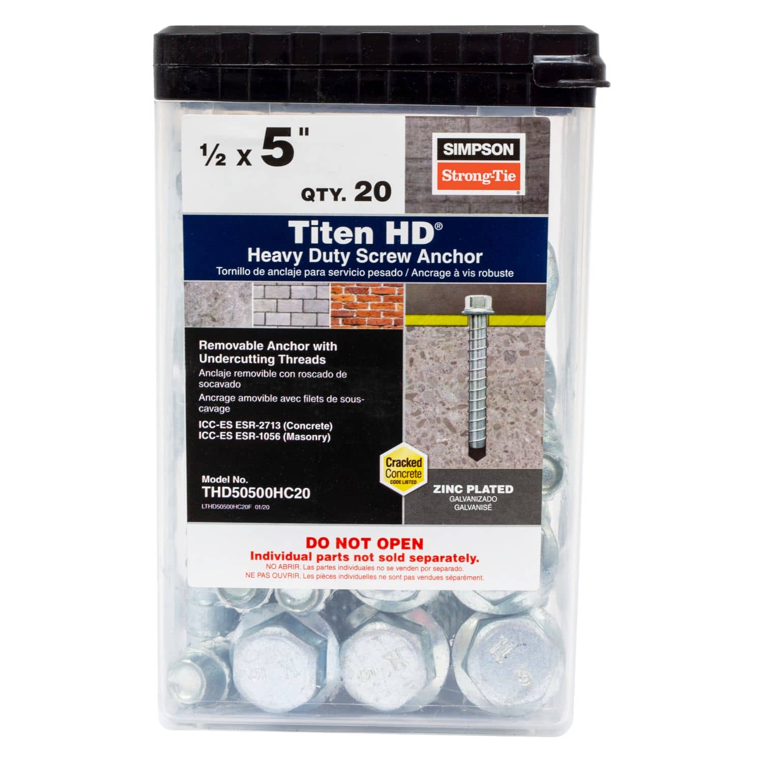 Simpson Strong-Tie THD50500HC20 Titen HD 1/2-in. x 5-in. Heavy-Duty Screw Anchor, 20-Pack - Image 2