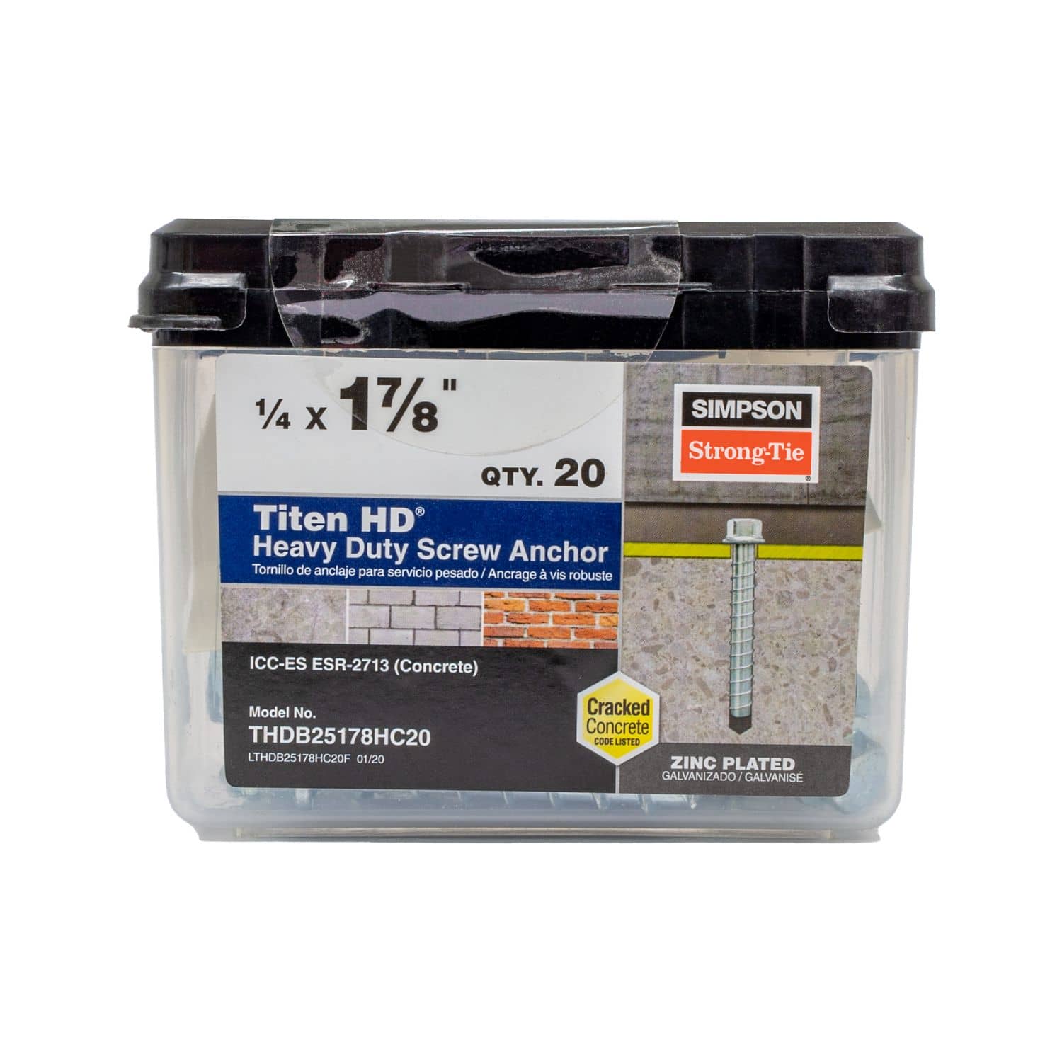 Simpson Strong-Tie THDB25178HC20 Titen HD 1/4-in. x 1-7/8-in. Heavy-Duty Screw Anchor, 20-Pack - Image 2