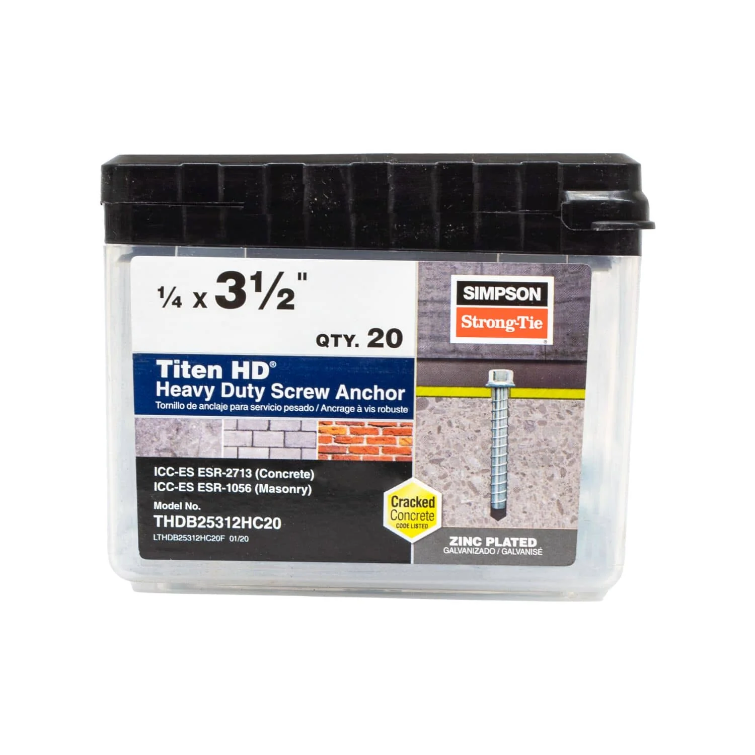 Simpson Strong-Tie THDB25312HC20 Titen HD 1/4-in. x 3-1/2-in. Heavy-Duty Screw Anchor, 20-Pack - Image 2
