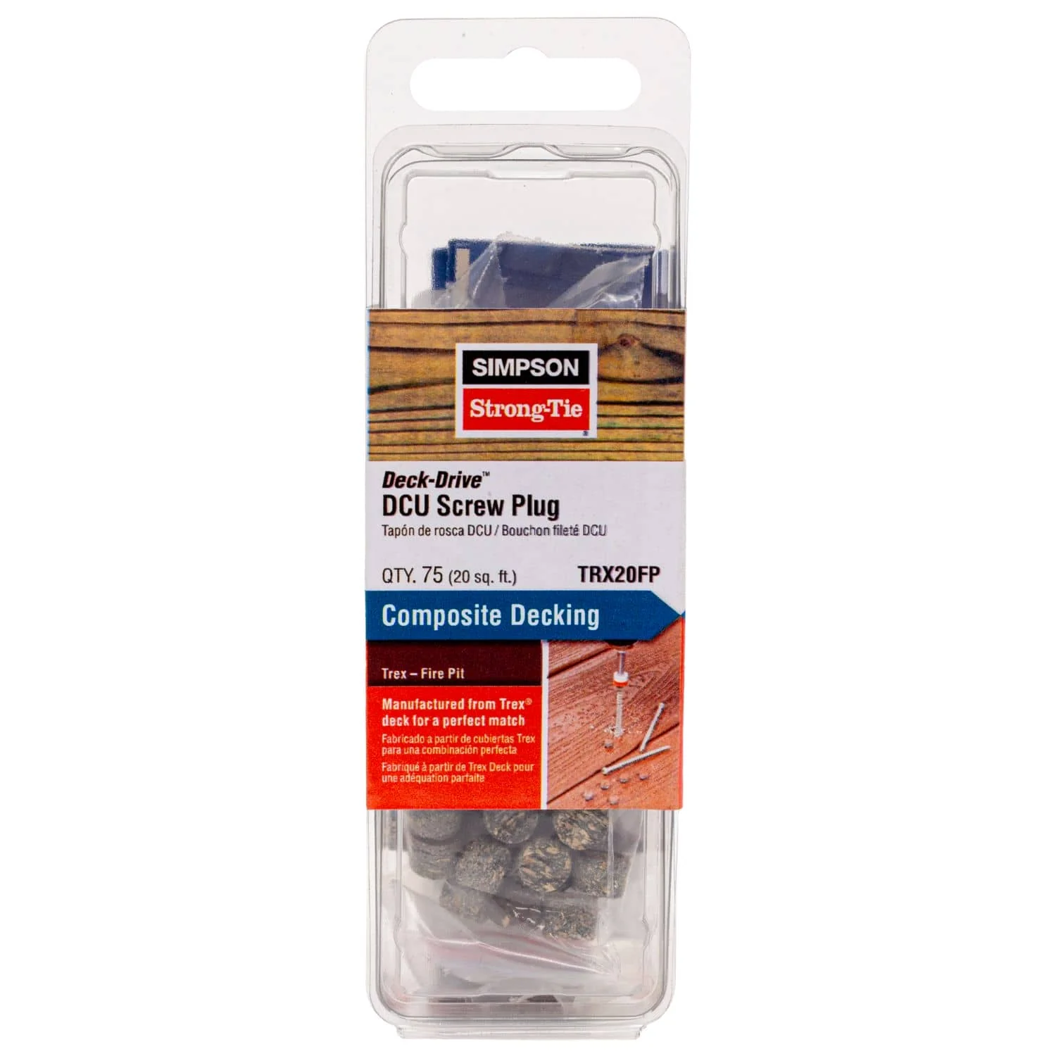 Simpson Strong-Tie TRX20FP Deck-Drive DCU Screw Plug,  Trex Fire Pit, 75-Pack - Image 2