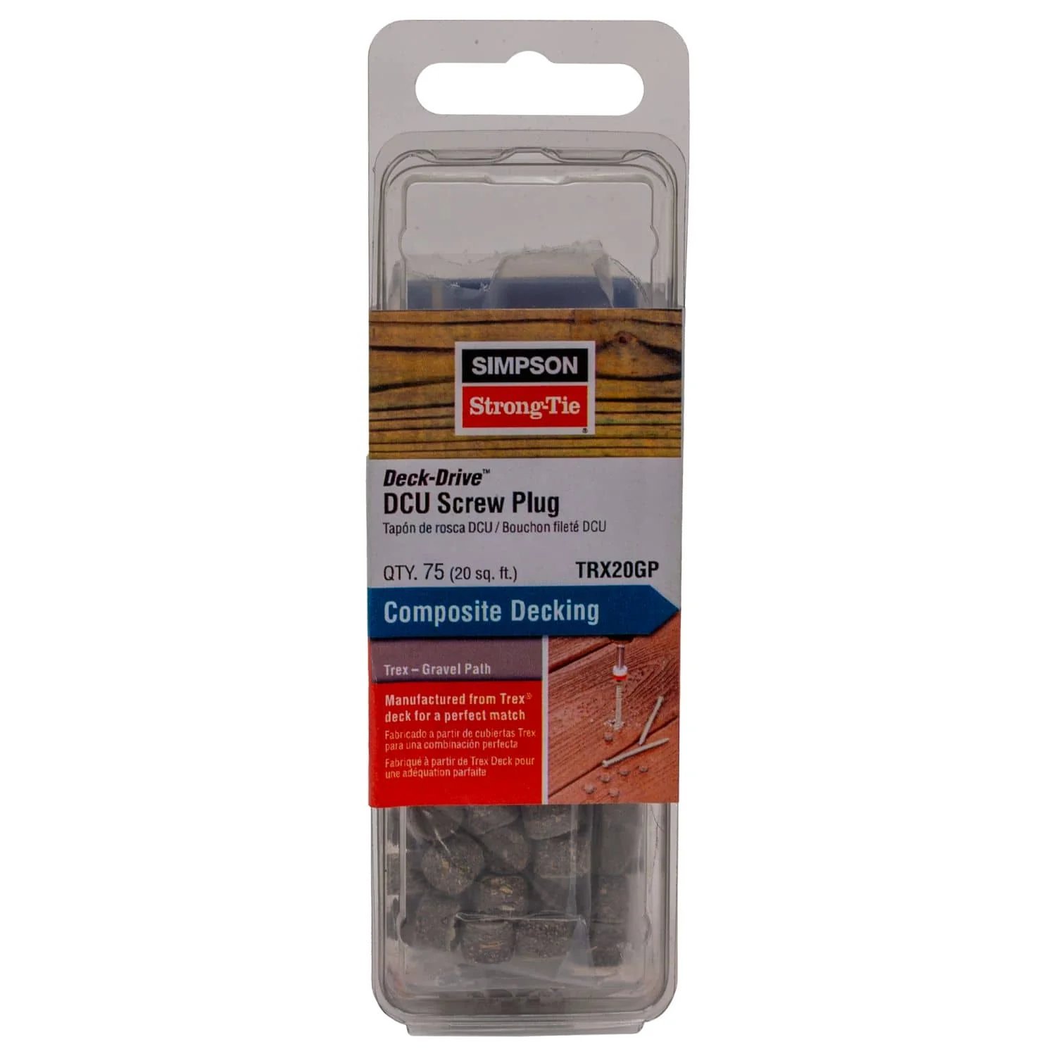 Simpson Strong-Tie TRX20GP Deck-Drive DCU Screw Plug,  Trex Gravel Path, 75-Pack - Image 2
