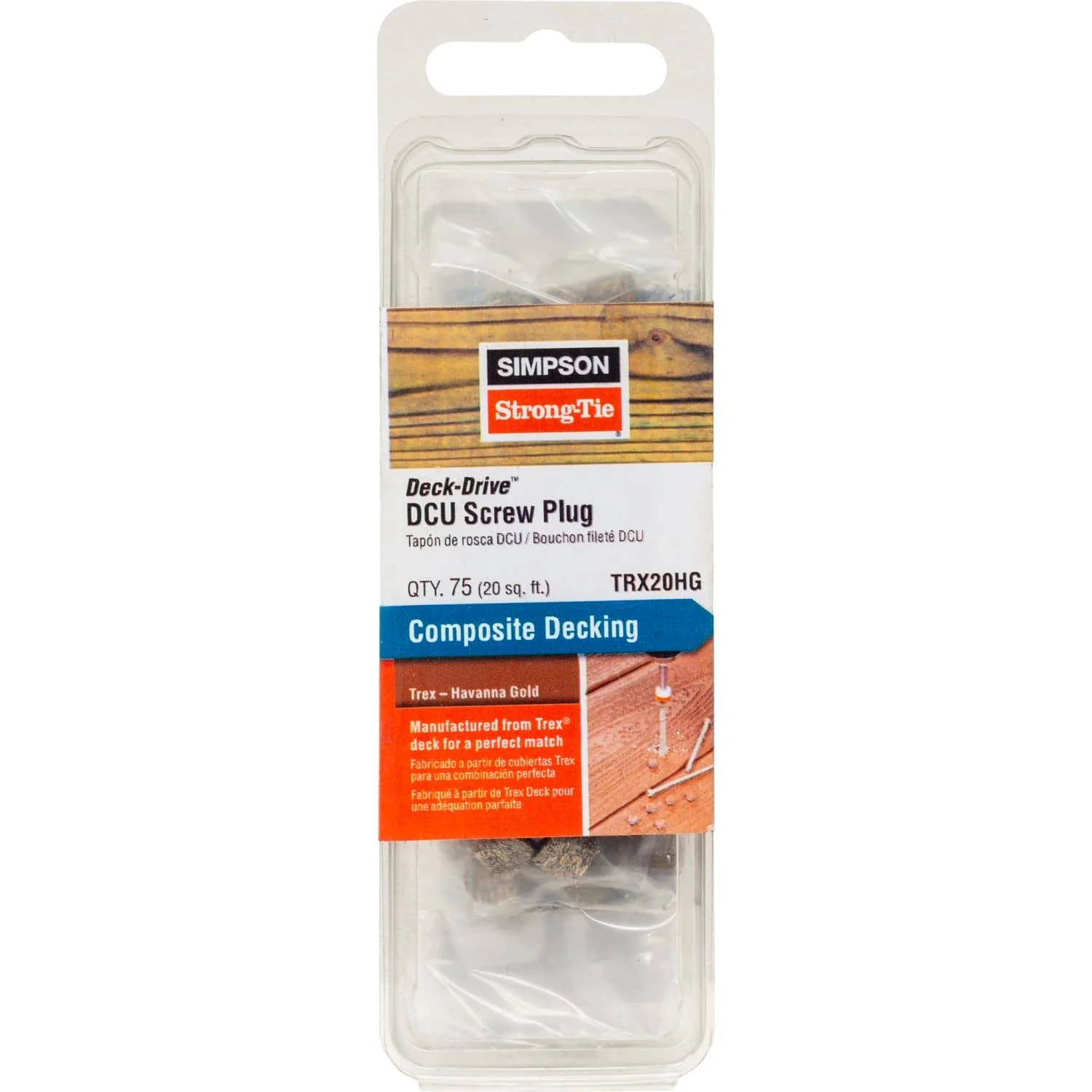 Simpson Strong-Tie TRX20HG Deck-Drive DCU Screw Plug,  Trex Havana Gold, 75-Pack - Image 2