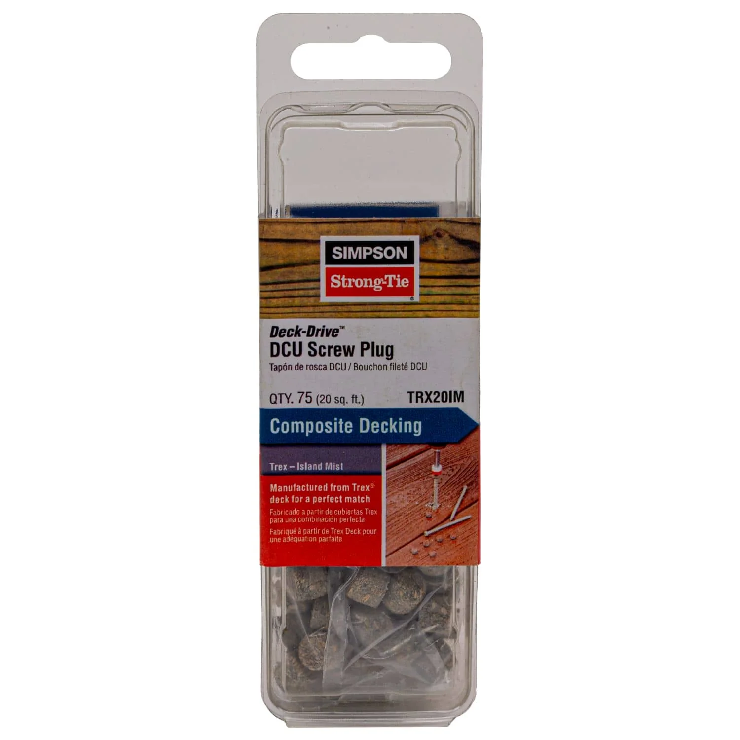 Simpson Strong-Tie TRX20IM Deck-Drive DCU Screw Plug,  Trex Island Mist, 75-Pack - Image 2