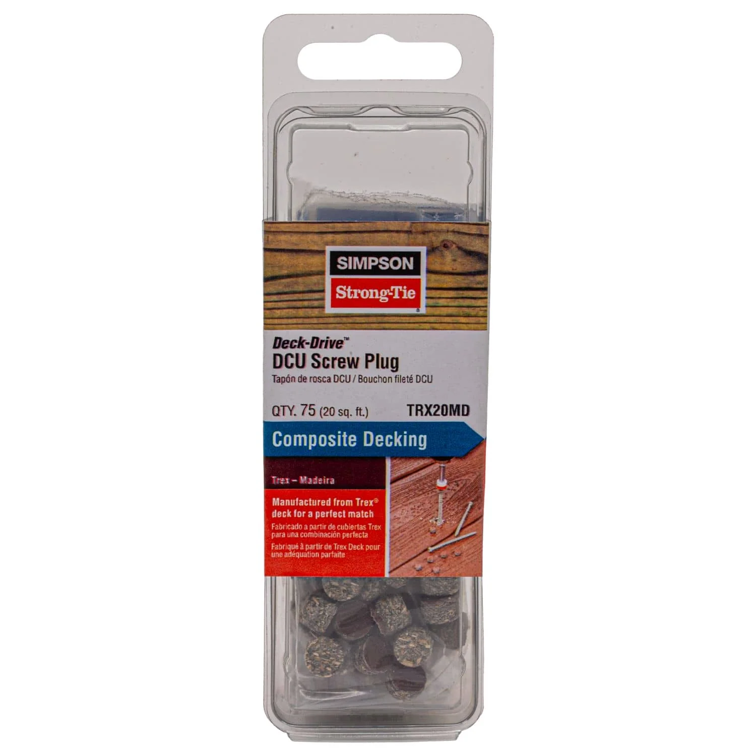Simpson Strong-Tie TRX20MD Deck-Drive DCU Screw Plug,  Trex Madeira, 75-Pack - Image 2