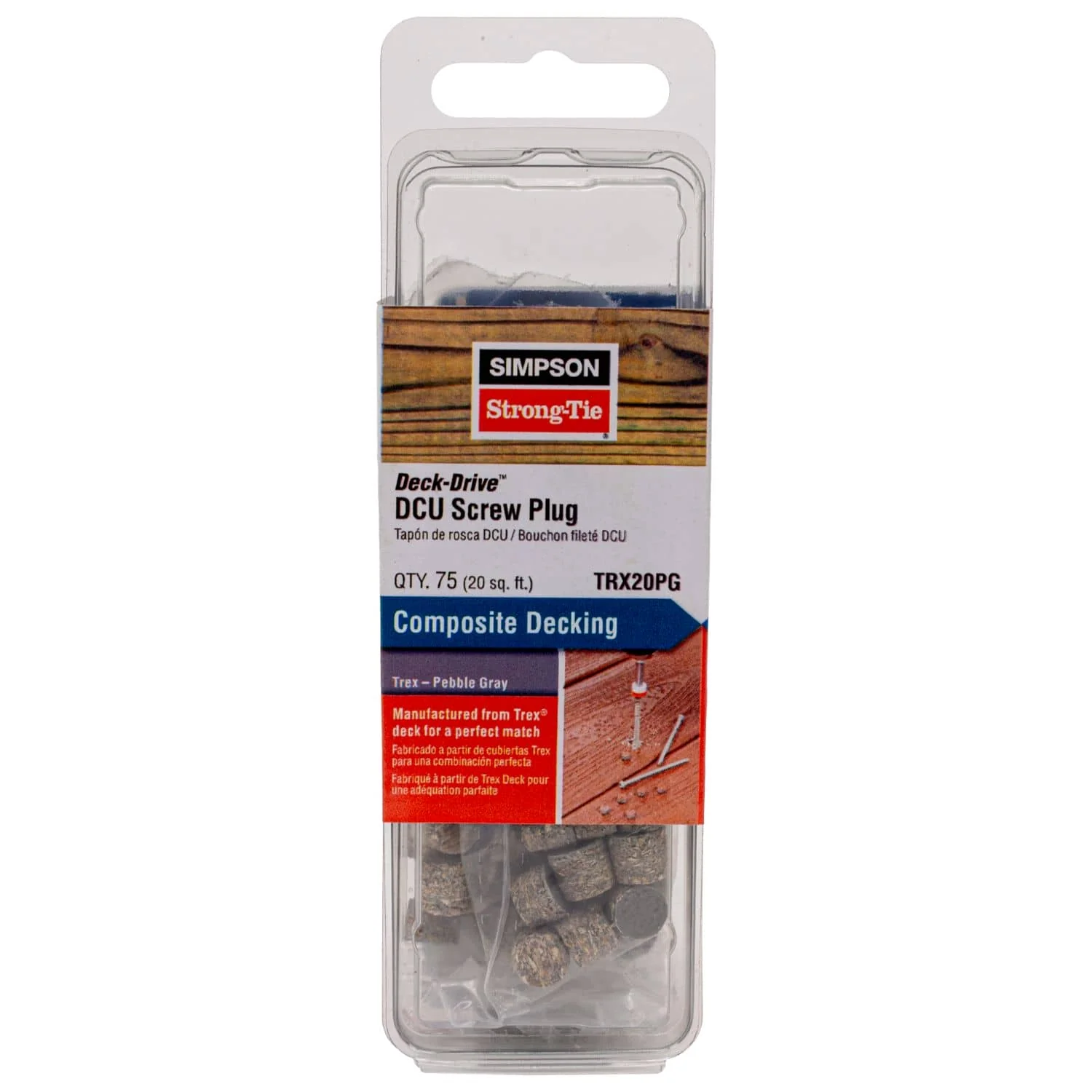 Simpson Strong-Tie TRX20PG Deck-Drive DCU Screw Plug,  Trex Pebble Gray, 75-Pack - Image 2