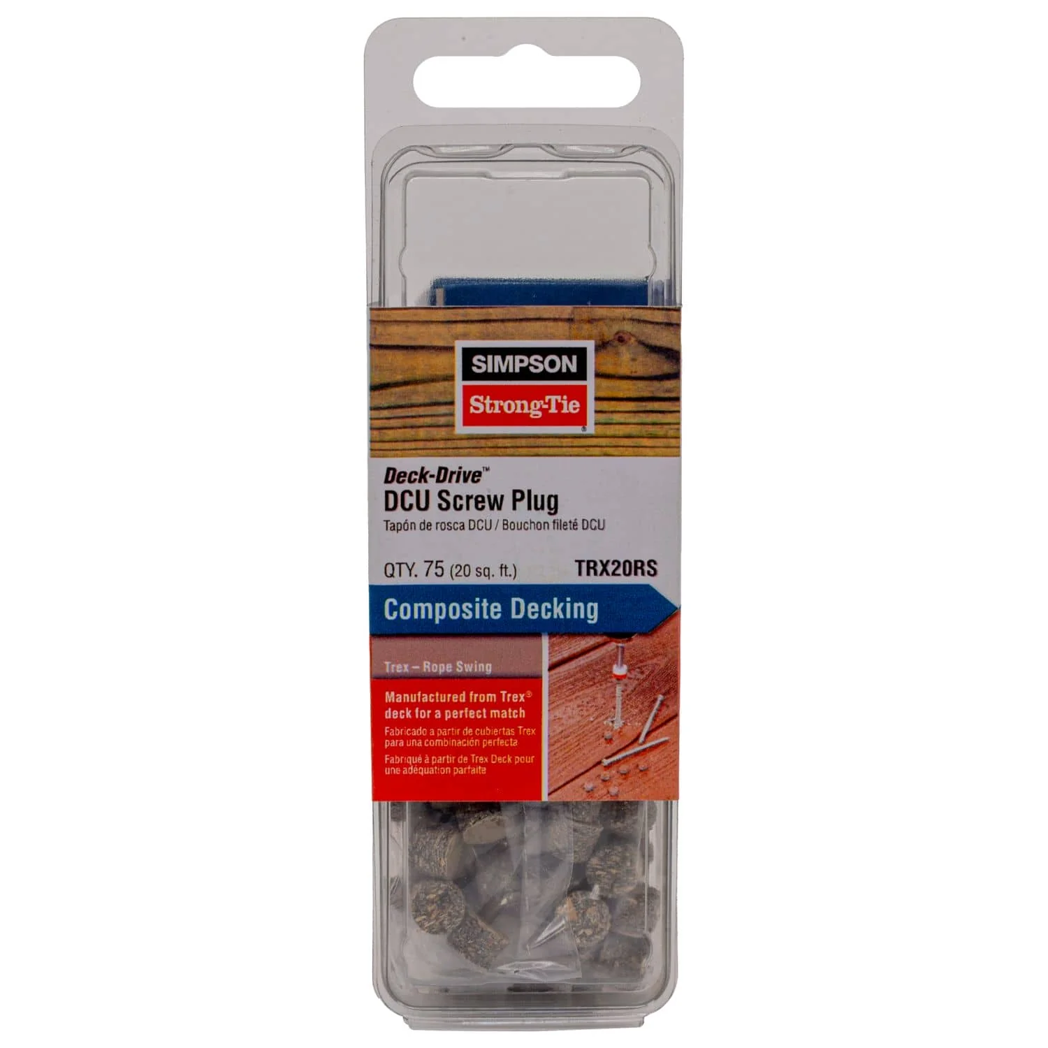 Simpson Strong-Tie TRX20RS Deck-Drive DCU Screw Plug,  Trex Rope Swing, 75-Pack - Image 2