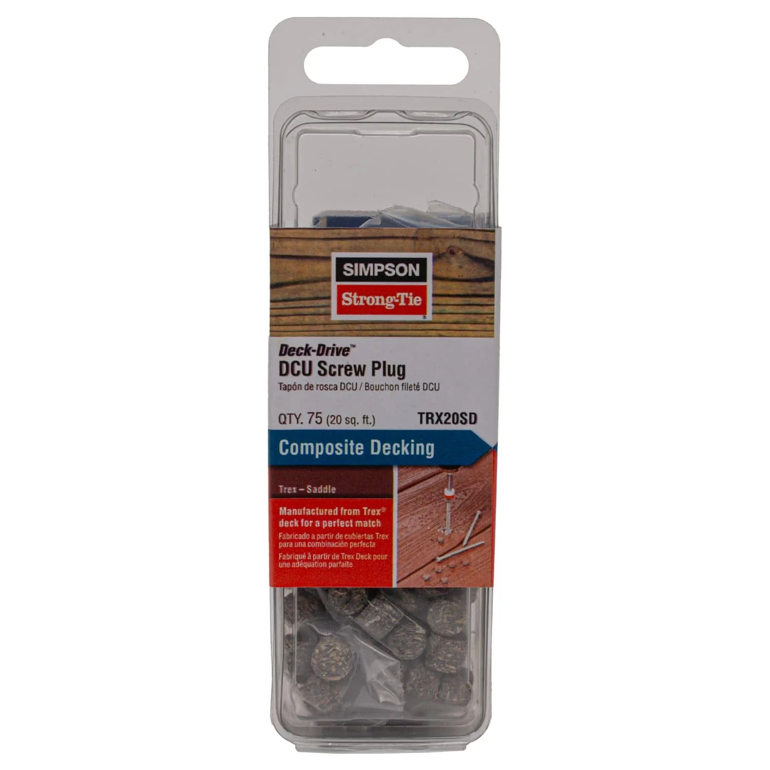 Simpson Strong-Tie TRX20SD Deck-Drive DCU Screw Plug,  Trex Saddle, 75-Pack - Image 2
