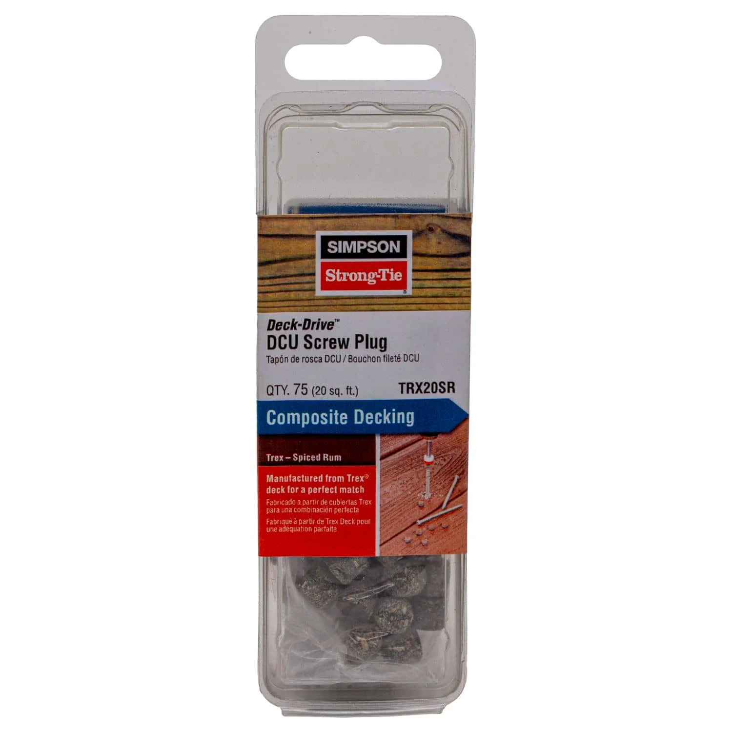 Simpson Strong-Tie TRX20SR Deck-Drive DCU Screw Plug,  Trex Spiced Rum, 75-Pack - Image 2