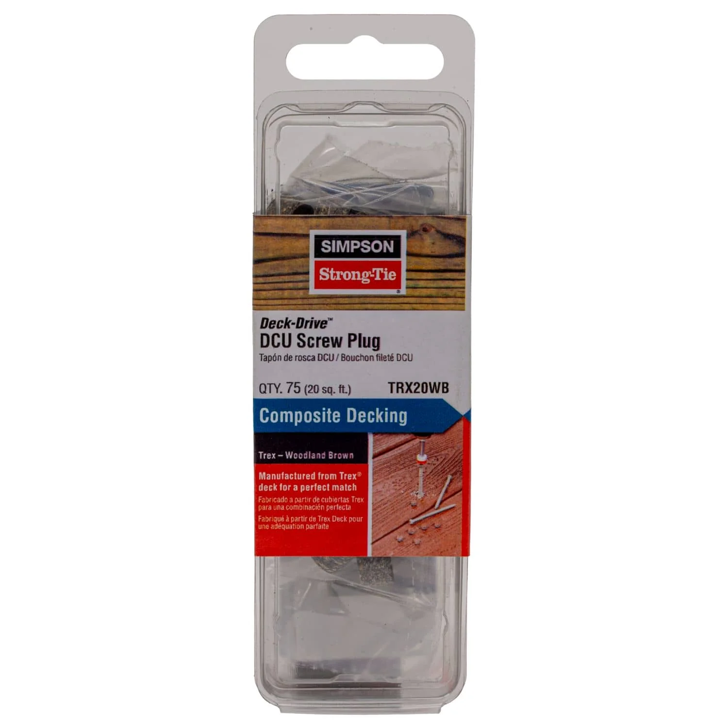 Simpson Strong-Tie TRX20WB Deck-Drive DCU Screw Plug,  Trex Woodland Brown, 75-Pack - Image 2