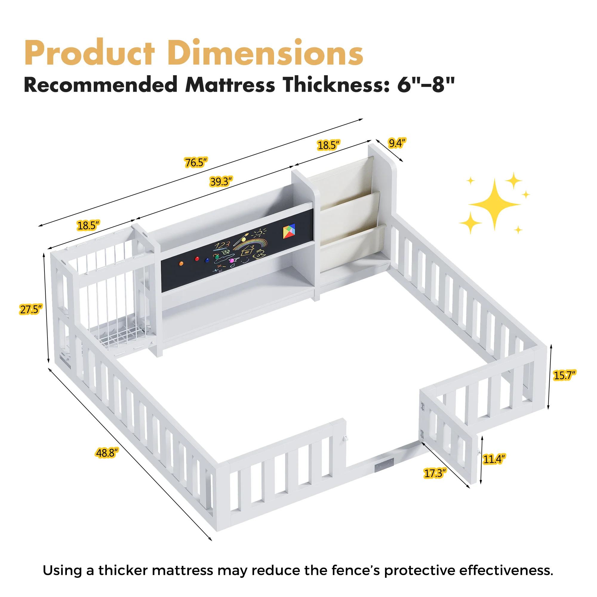 Advwin Toddler Floor Bed with Door & Safety Rails - Image 2