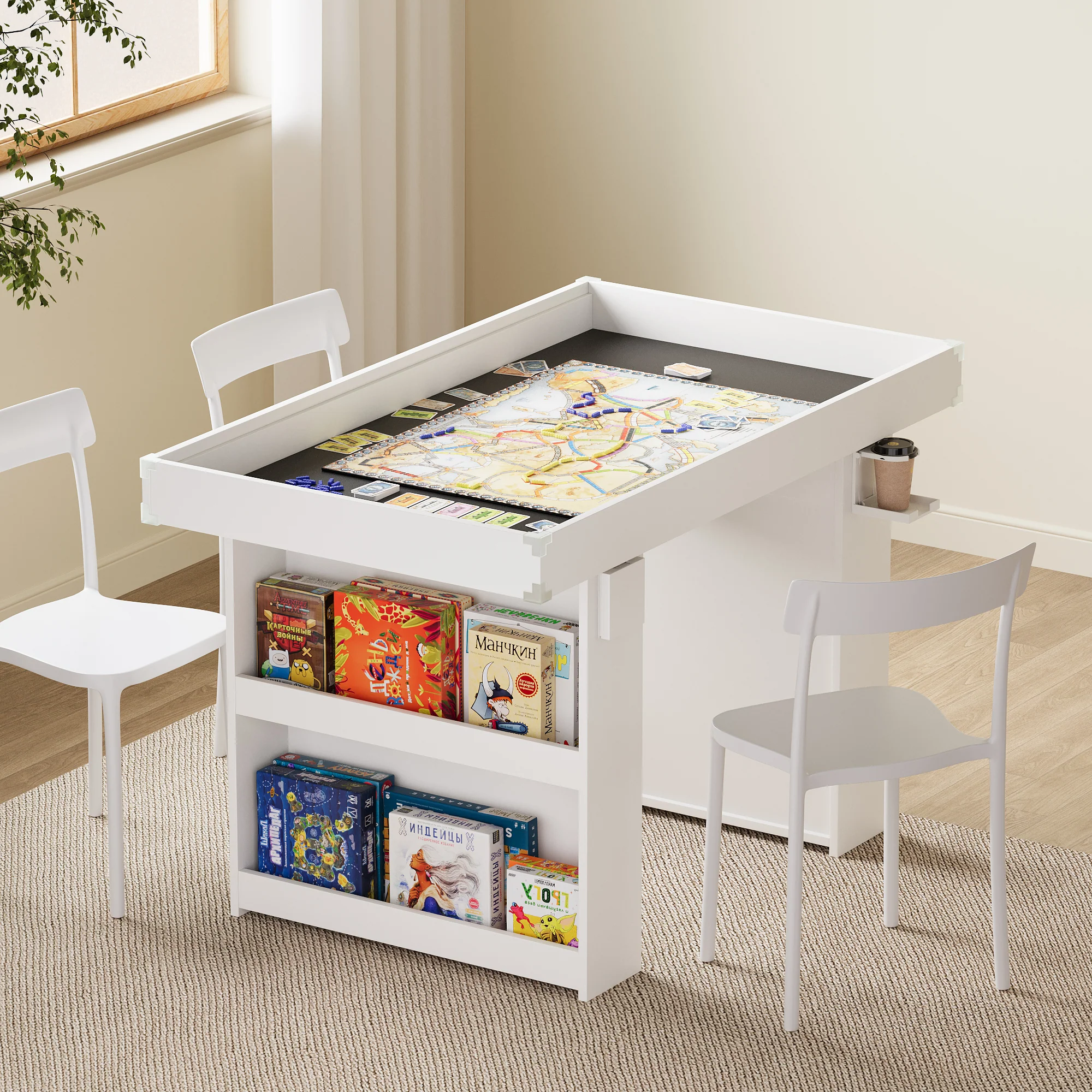 Advwin 2-in-1 Board Game Table with Removable Top - Image 2