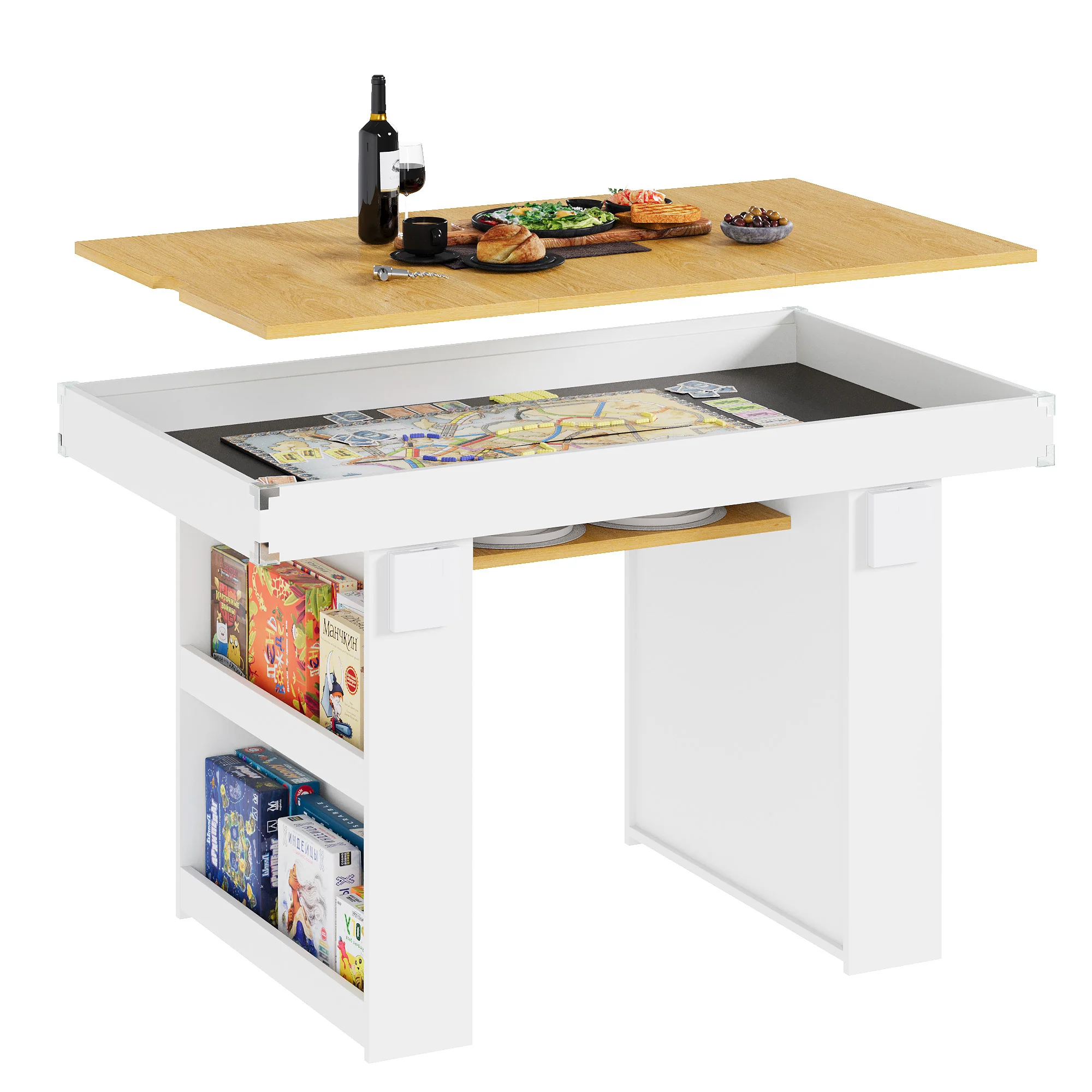 Advwin 2-in-1 Board Game Table with Removable Top - Image 3