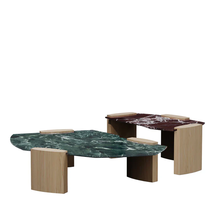 SECOLO | SET OF 2 KORA X VERDE ALPI & ROSSO LEVANTO COFFEE TABLE | $16,315 - Image 1