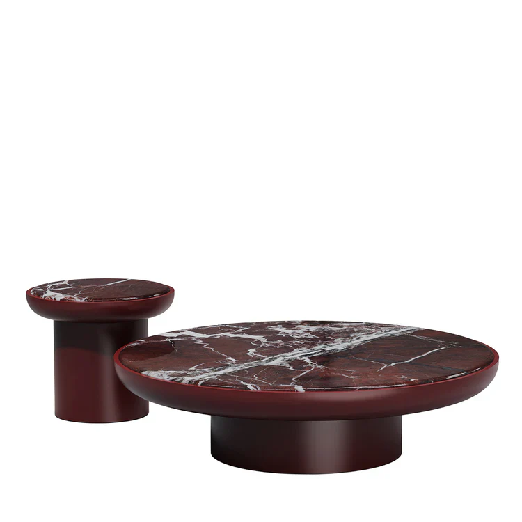 SECOLO | SET OF 2 ROMO ROUND ROSSO LEVANTO MARBLE COFFEE TABLES | $ 15,110 - Image 1