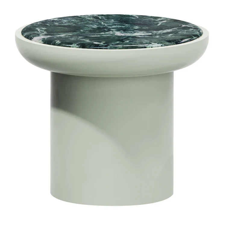 SECOLO | ROMO ROUND VERDE ALPI MARBLE SIDE TABLE | $6,015 - Image 1