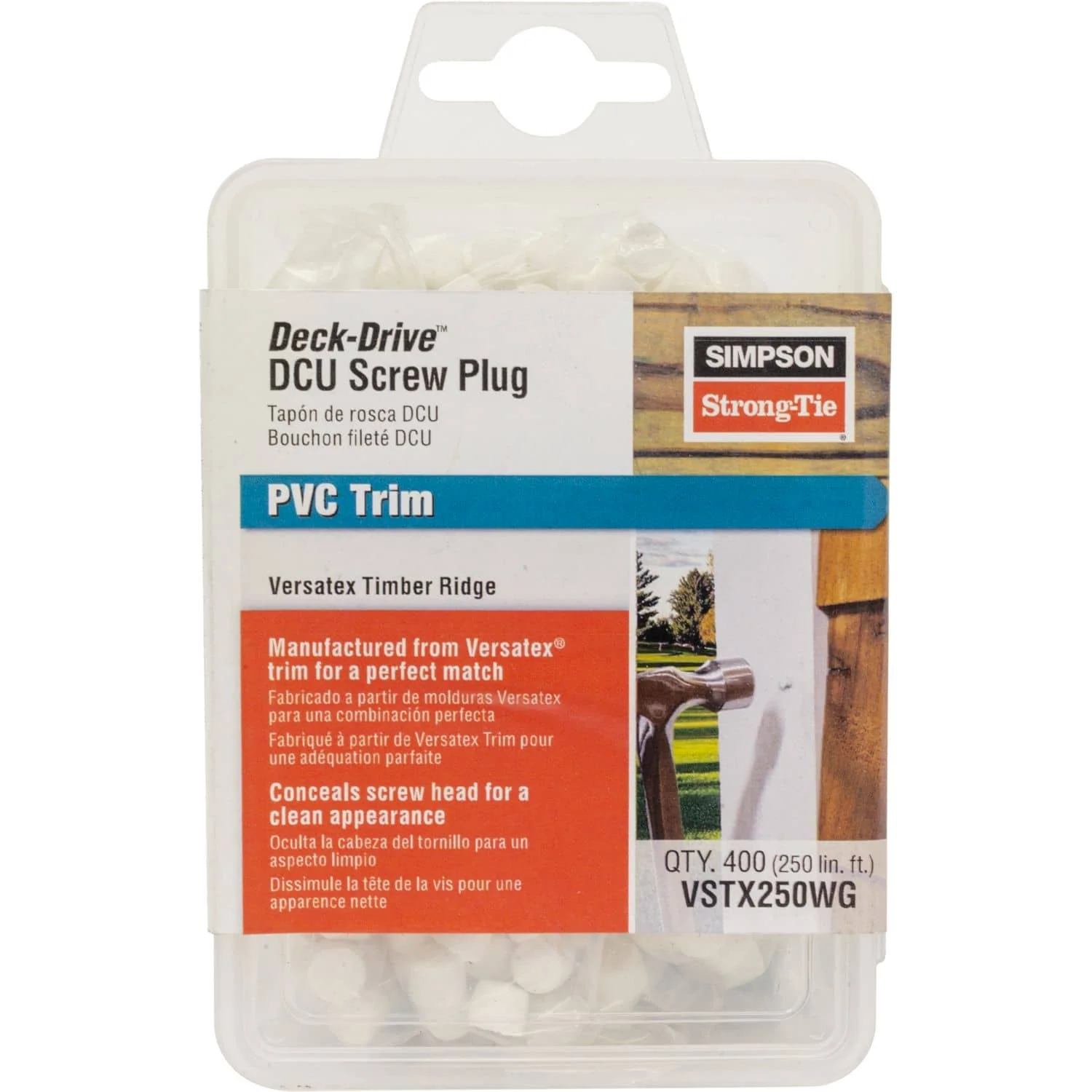 Simpson Strong-Tie VSTX250WG Deck-Drive DCU Screw Plug,  Versatex Timber Ridge, 400-Pack - Image 2