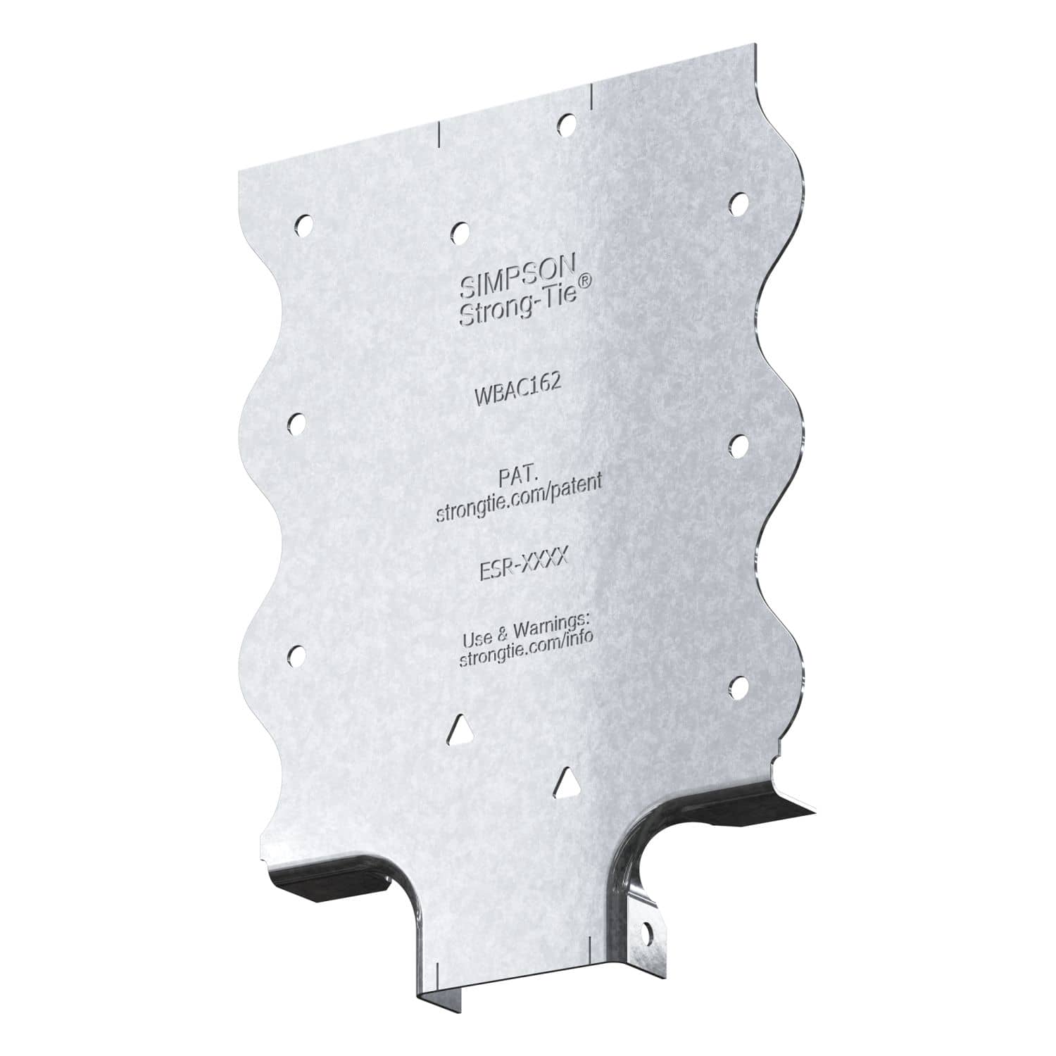 Simpson Strong-Tie WBAC162-R50 WBAC Wood Backing Steel Connector for 1-1/4-in. to 1-5/8-in. Flange, 50-Pack - Image 2