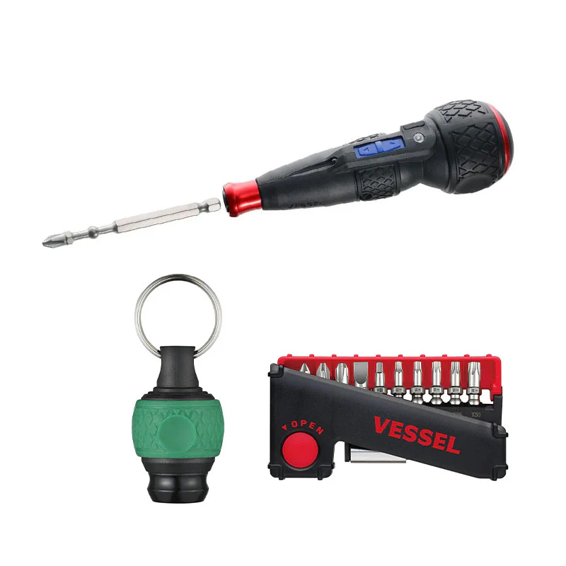 Vessel 220USB1U “Power Promotion” e-Assist USB Rechargeable Screwdriver w/ 11-Pc Bit Set + Ball Grip Holder
