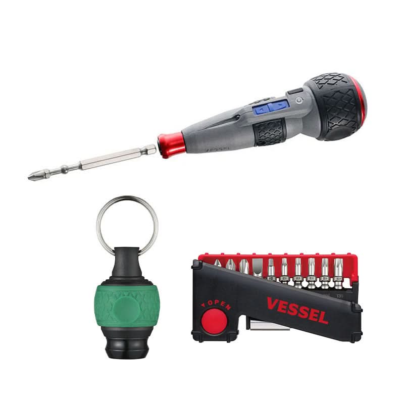 Vessel 220USBS1U “Speed Promotion” e-Assist USB Rechargeable High Speed Screwdriver w/ 11-Pc Bit Set + Ball Grip Holder
