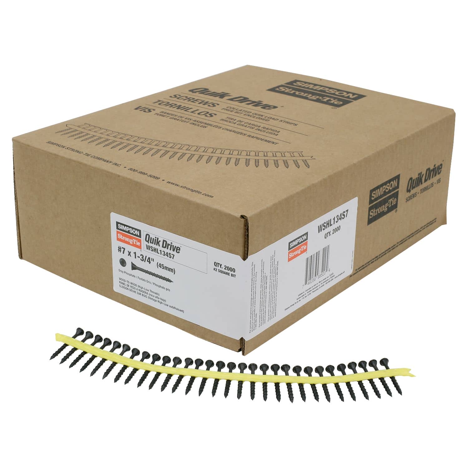 Simpson Strong-Tie WSHL134S7 WSHL Subfloor Screw (Collated),  #7 x 1-3/4-in. #2 Square Drive, Gray Phosphate, 2000-Pack - Image 2