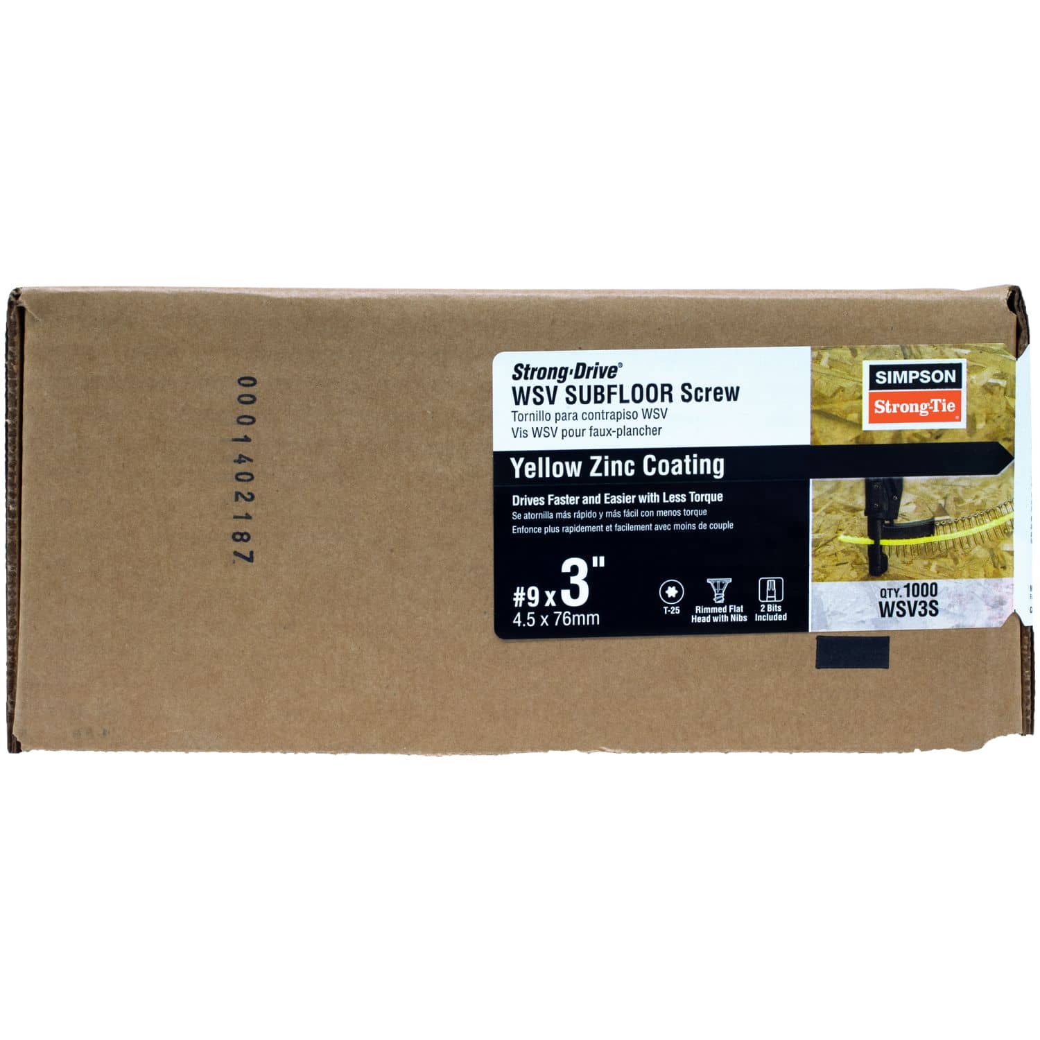 Simpson Strong-Tie WSV3S Strong-Drive WSV SUBFLOOR Screw (Collated),  #9 x 3-in. T25, Yellow Zinc, 1000-Pack - Image 2