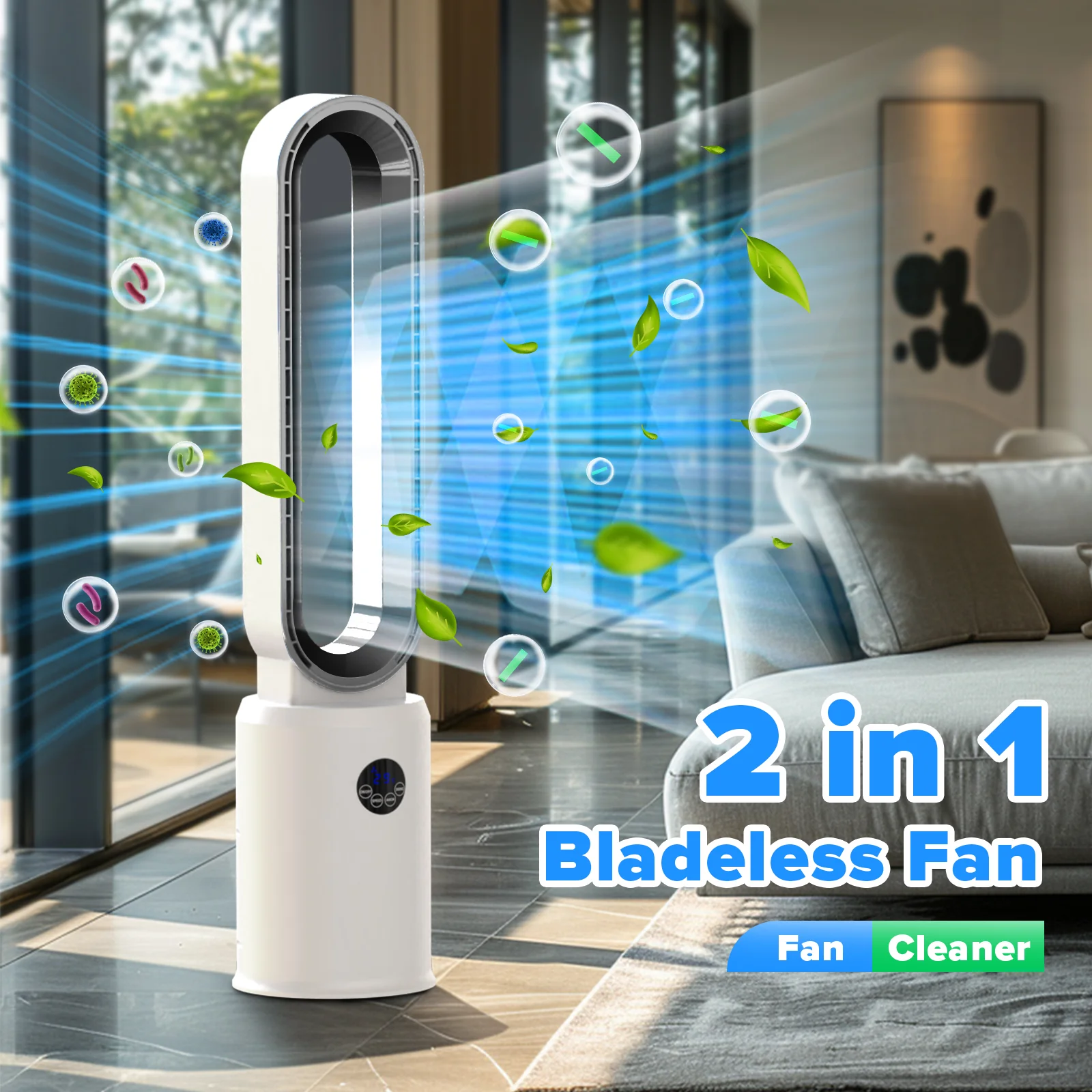 Advwin Bladeless Tower Fan Portable Electric - Image 2