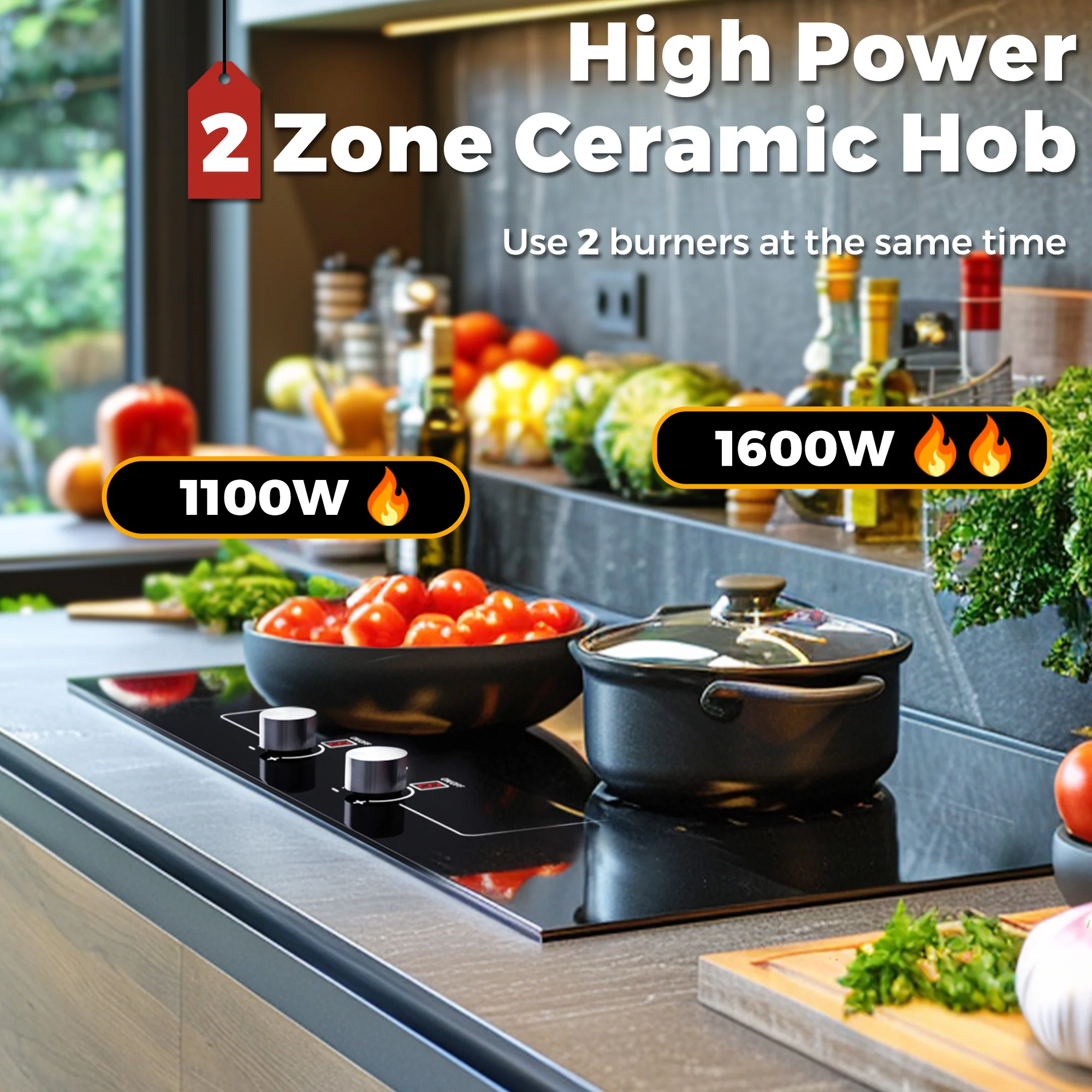 Advwin 1800W Electric Cooktop Knob Control - Image 2