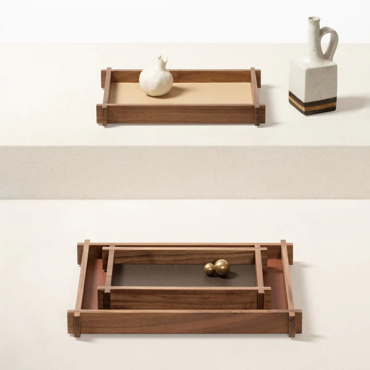 GIOBAGNARA | STRUCTURA LEATHER AND WOOD LONG RECTANGULAR TRAY SMALL #2 | $485.00 - Image 3