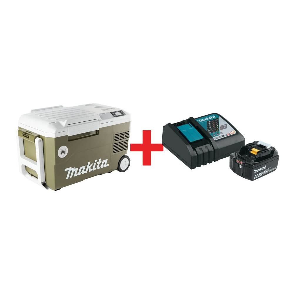 Makita Outdoor Adventure 18V X2 LXT 12V/24V DC Auto AC Cooler/Warmer w/ 18V LXT Battery & Charger Starter Pack (5.0Ah) - Image 1
