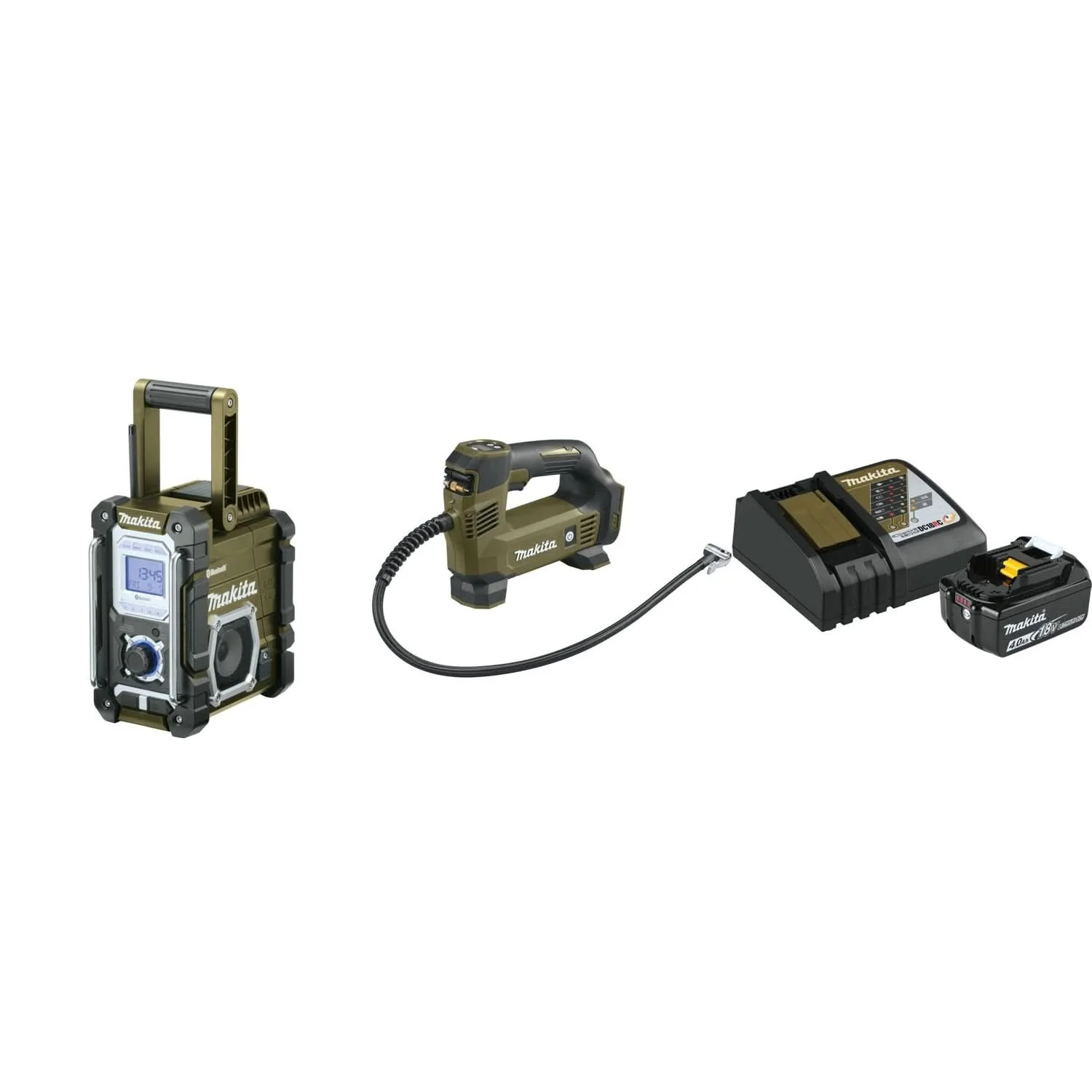 Makita Outdoor Adventure 18V LXT Bluetooth Radio, 18V LXT Inflator, and 18V LXT Lithium-Ion Battery and Charger Starter Pack (4.0Ah) - Image 1