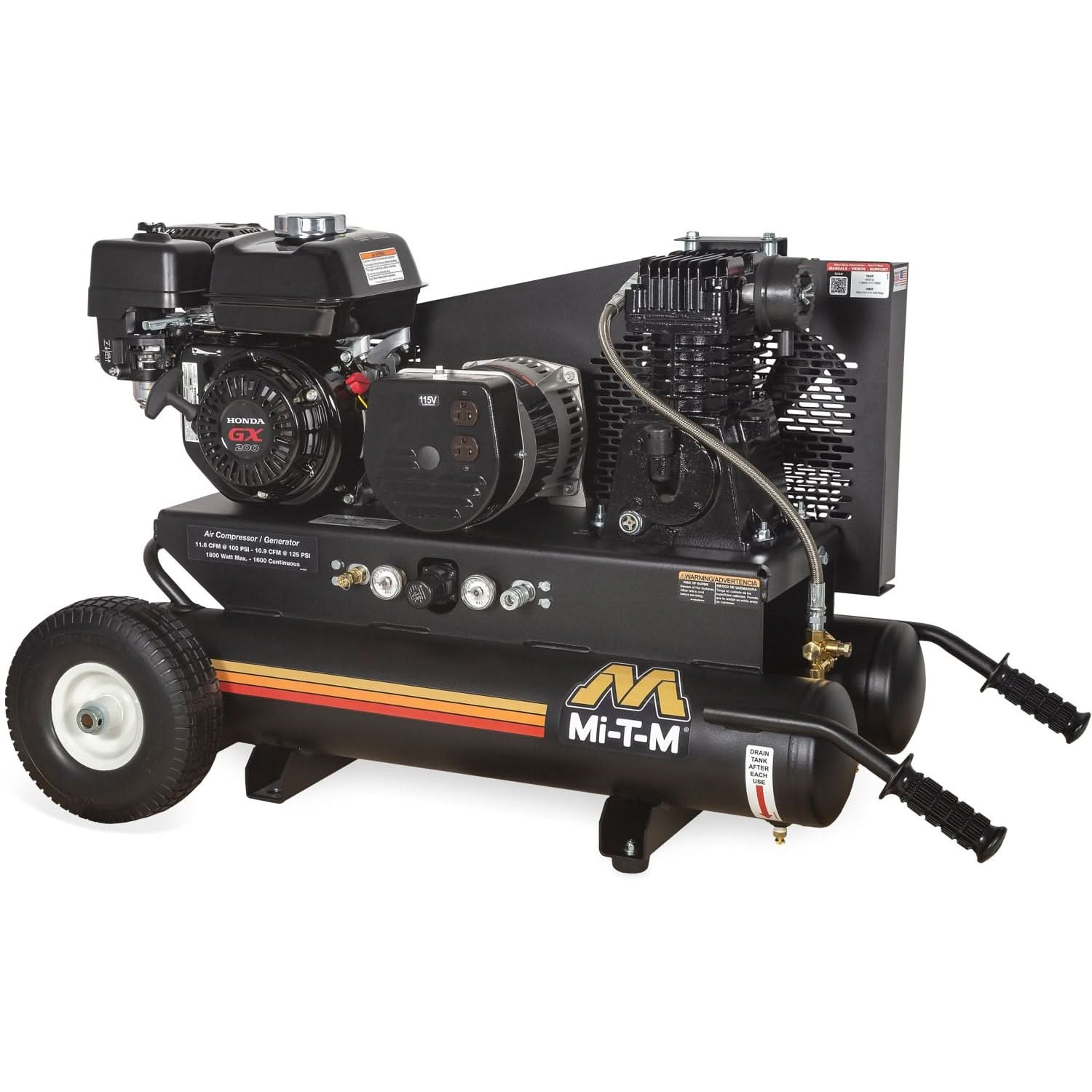 Mi-T-M AG1-PH65-08M1 8-Gallon Single Stage Gasoline Air Compressor/Generator Combination - Image 1