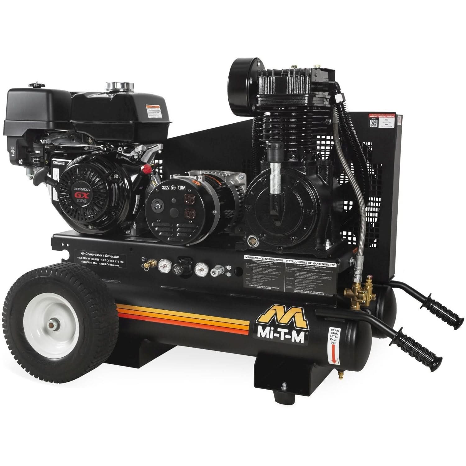 Mi-T-M AG2-PH13-08M1 8-Gallon Two Stage Gasoline Air Compressor/Generator Combination - Image 1
