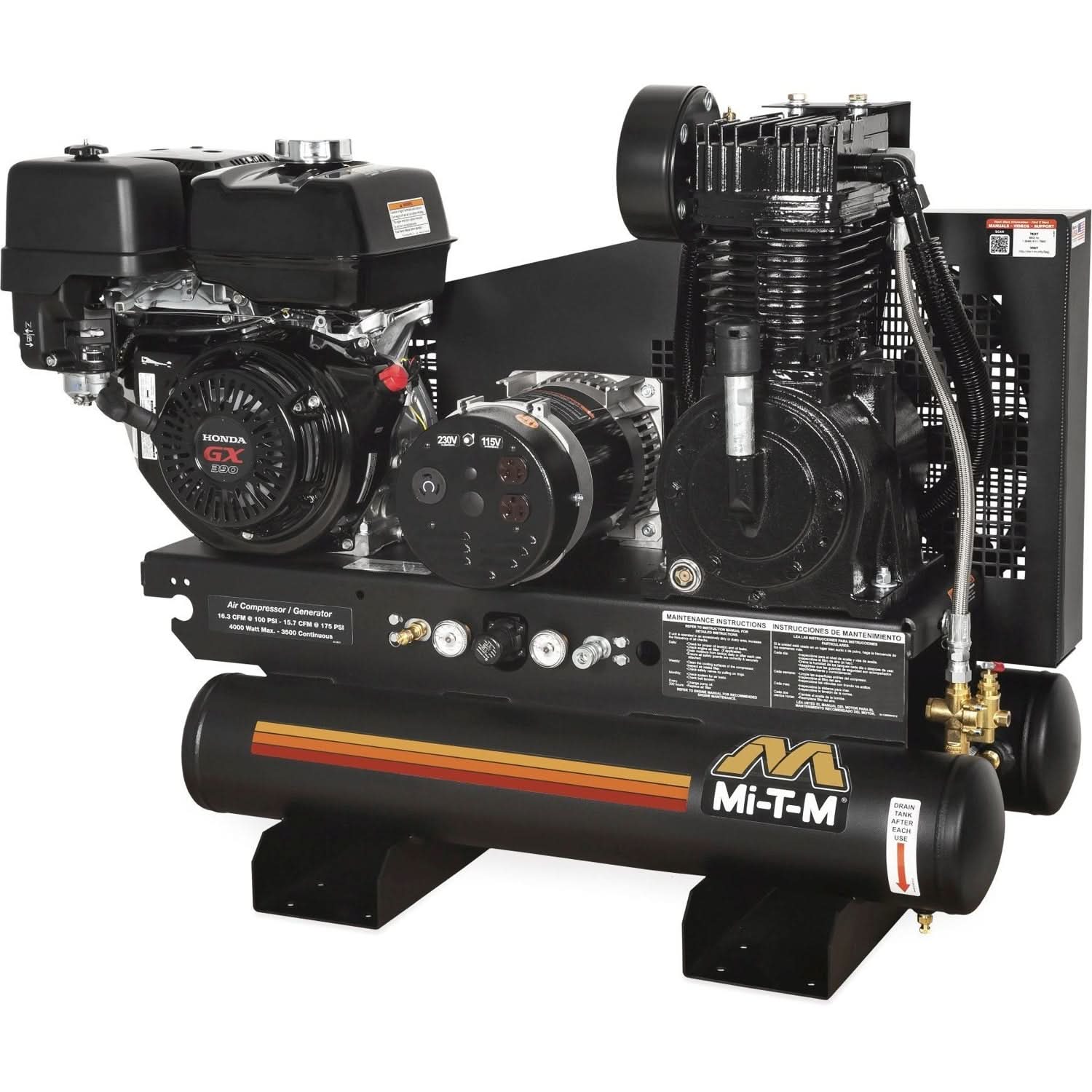 Mi-T-M AG2-SH13-08M1 8-Gallon Two Stage Air Compressor/Generator Combination - Image 1