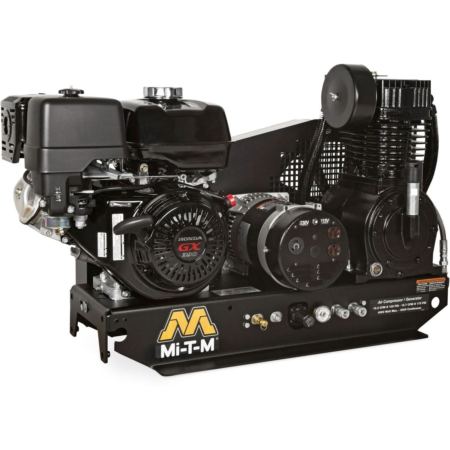 Mi-T-M AG2-SH13-B Base-Mount Two Stage Air Compressor/Generator Combination - Image 1