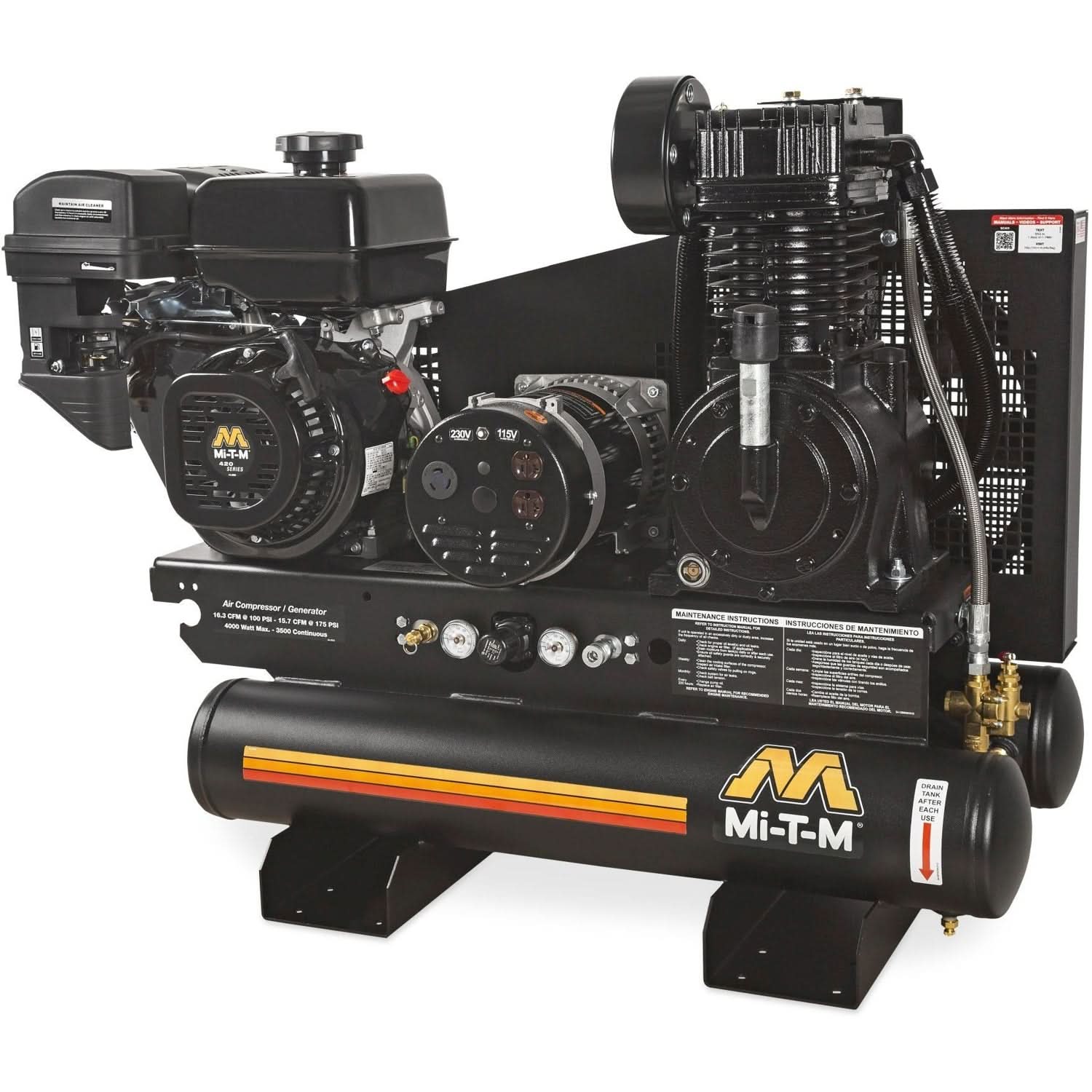 Mi-T-M AG2-SM14-08M1 8-Gallon Two Stage Air Compressor/Generator Combination - Image 1