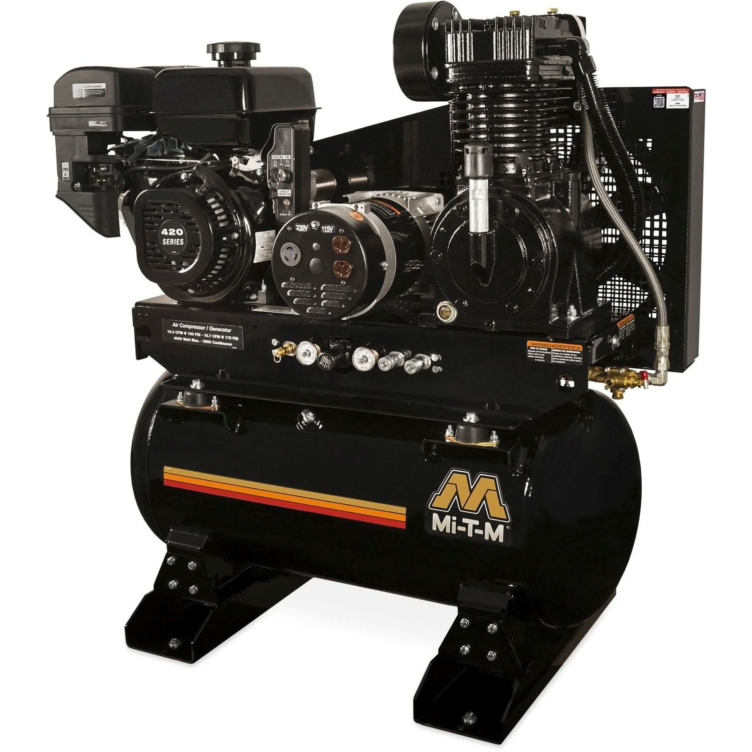 Mi-T-M AG2-SM14-30M 30-Gallon Two Stage Gasoline Air Compressor/Generator Combination - Image 1